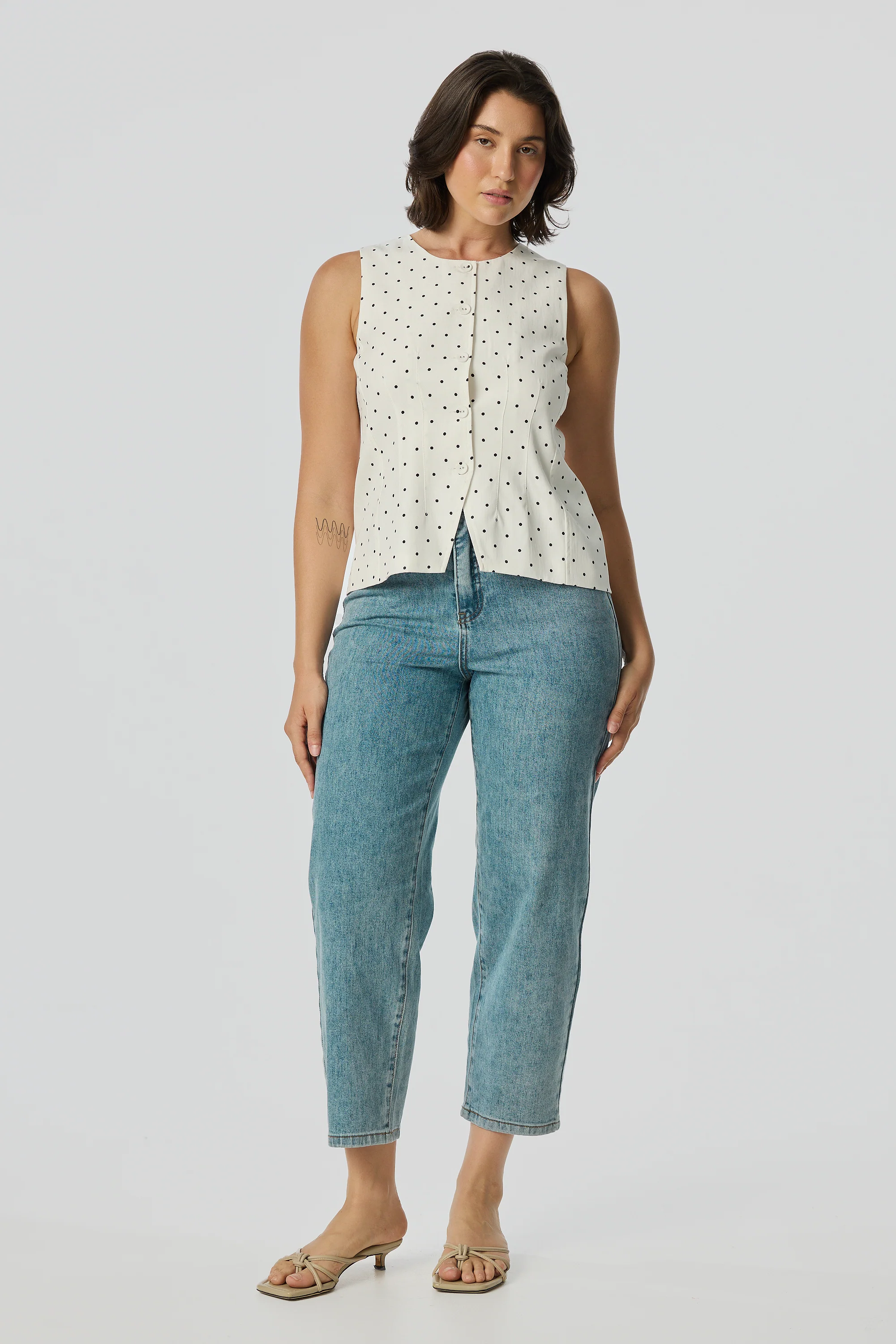 Adjustable Waist Vest - White/Black Spot - Image 8