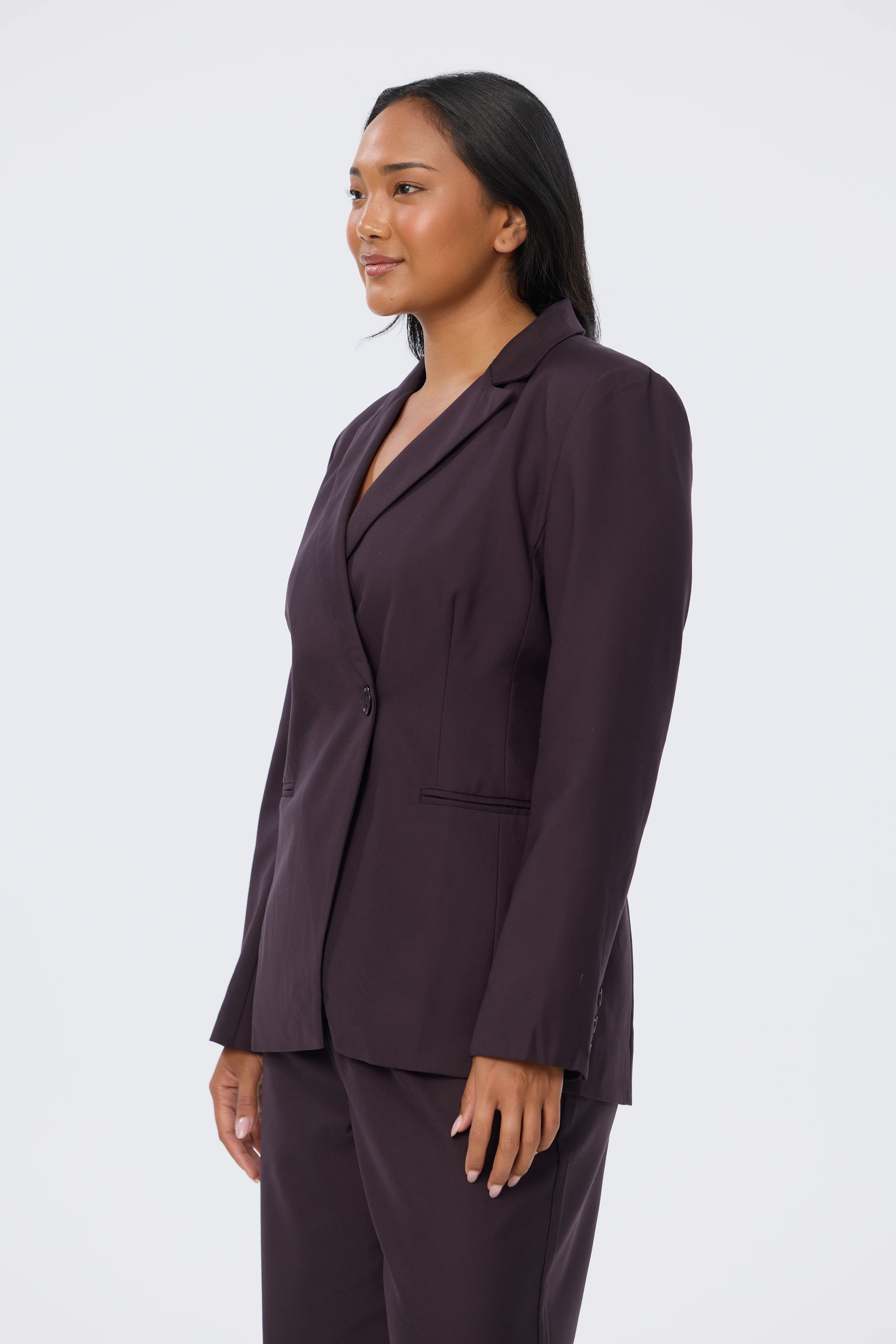 Asymmetric Blazer - Aubergine - Image 3