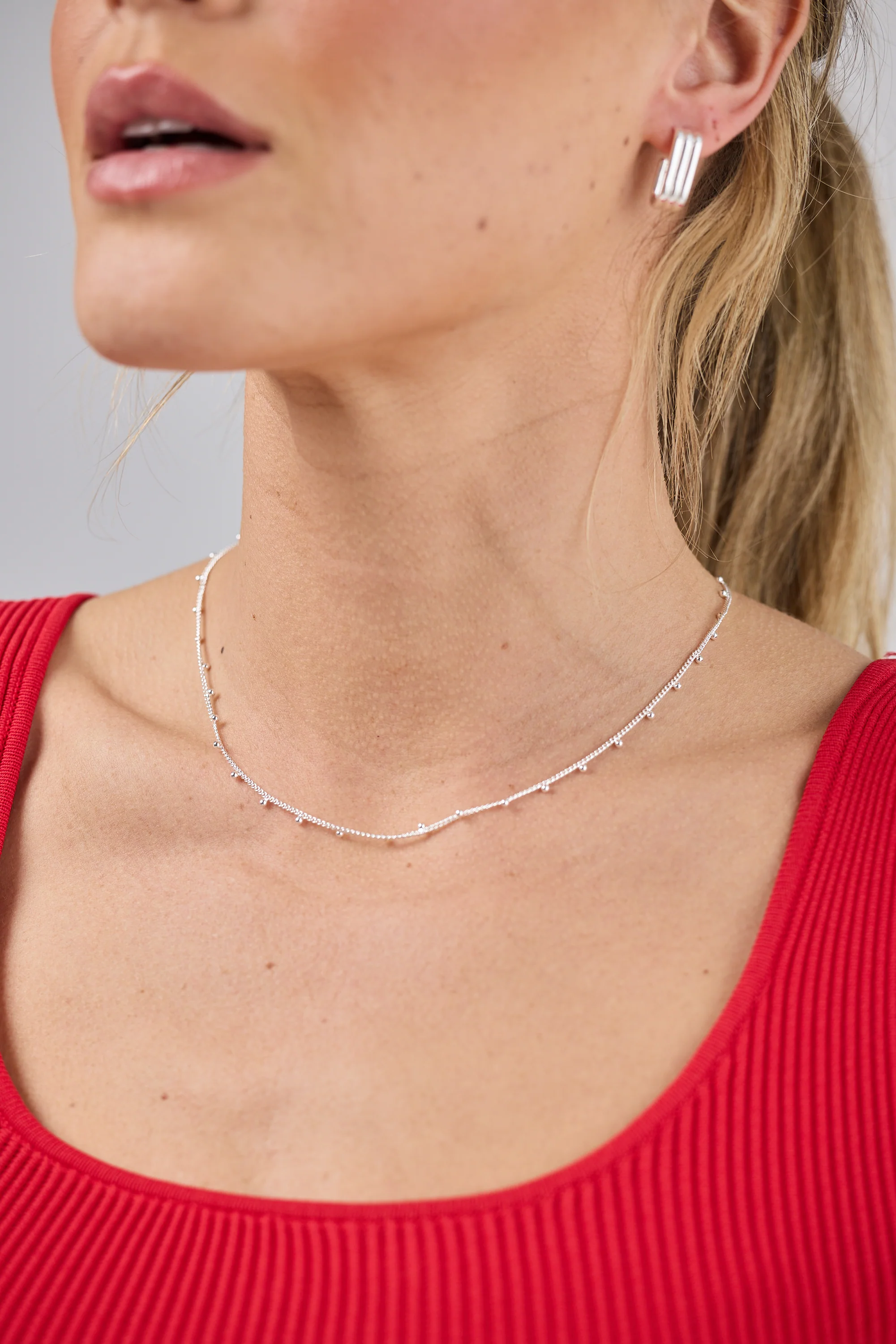 Ball Chain Necklace - Silver - Image 3