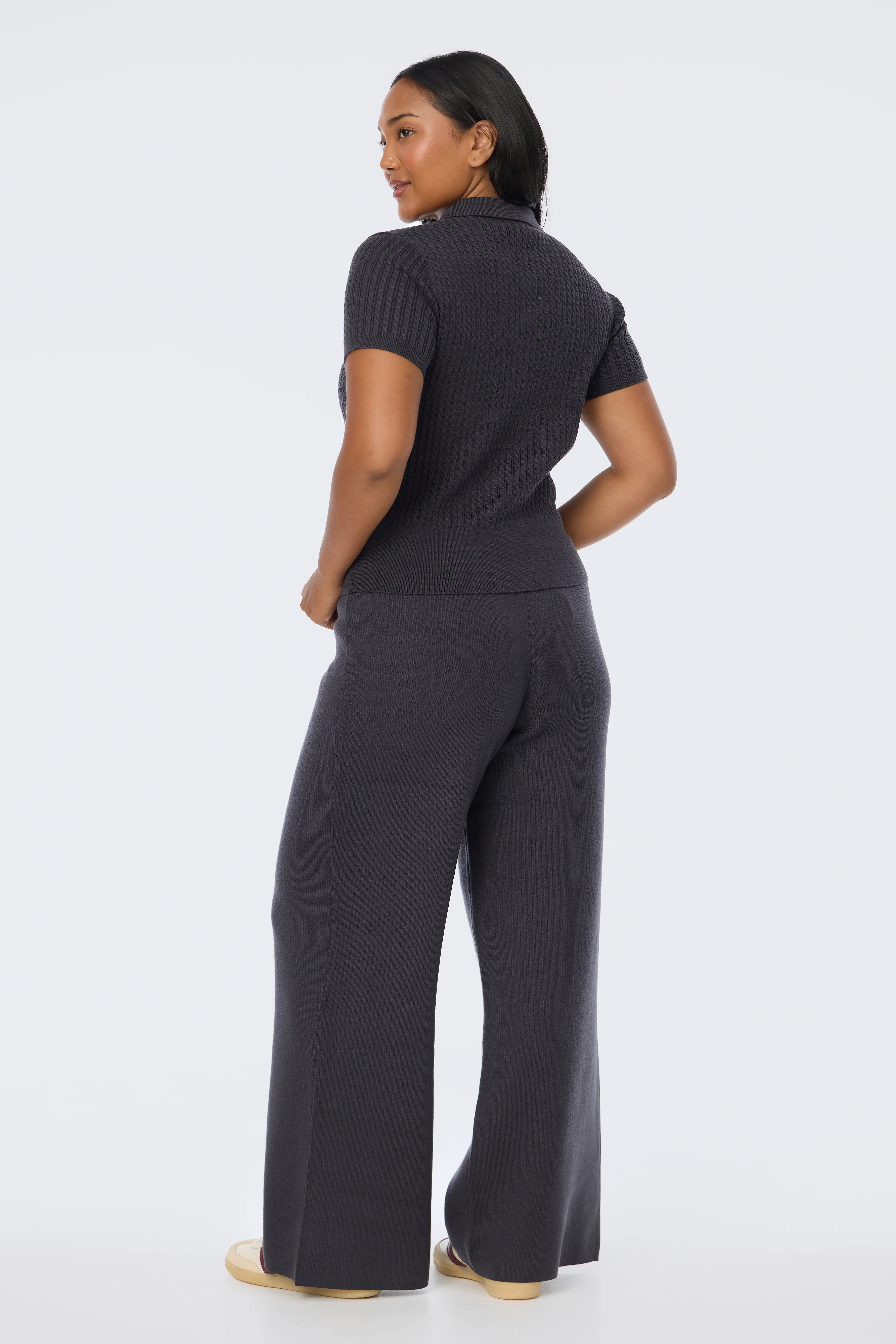 Cable Knit Zip Top - Charcoal - Image 5