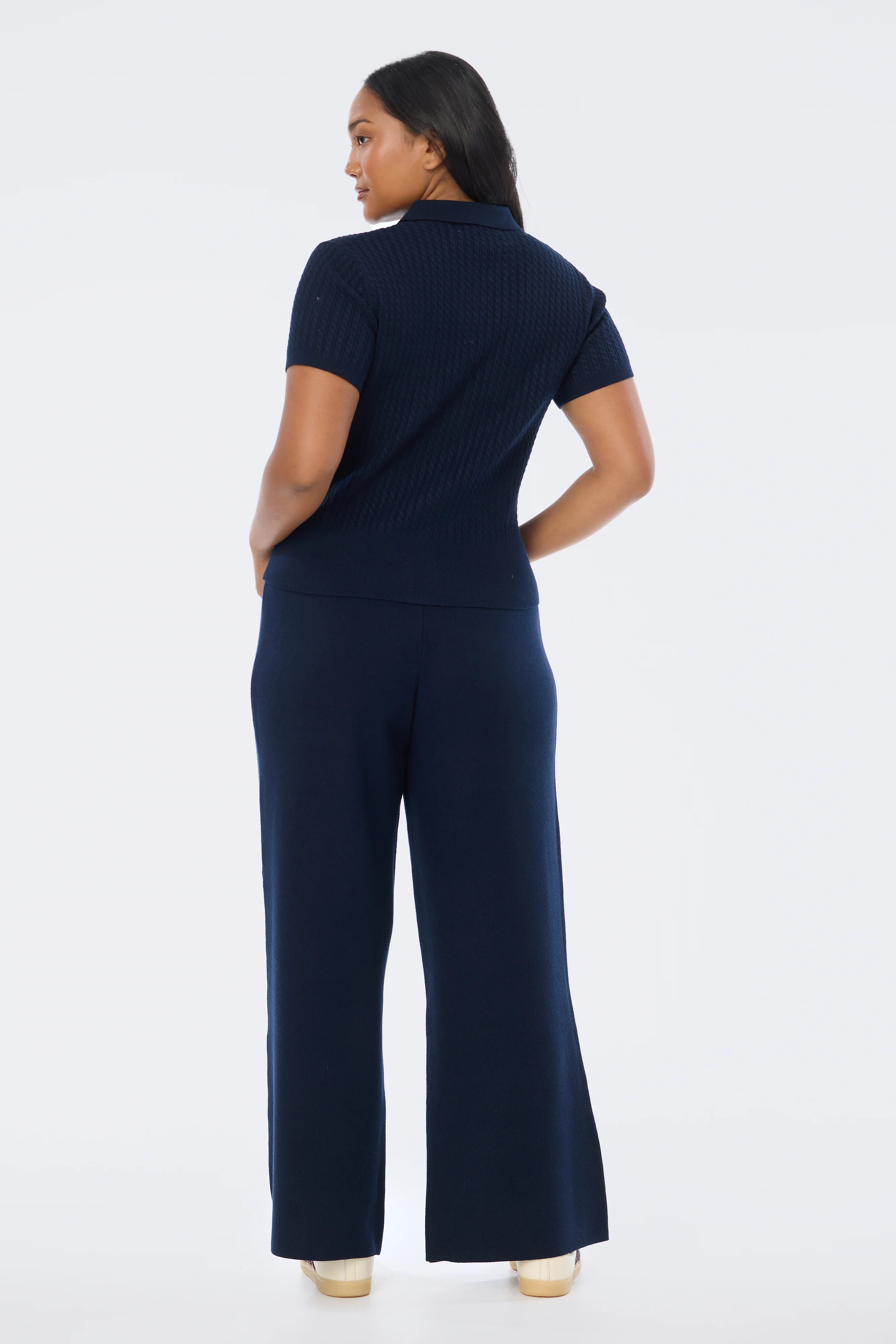 Cable Knit Zip Top - Navy - Image 6