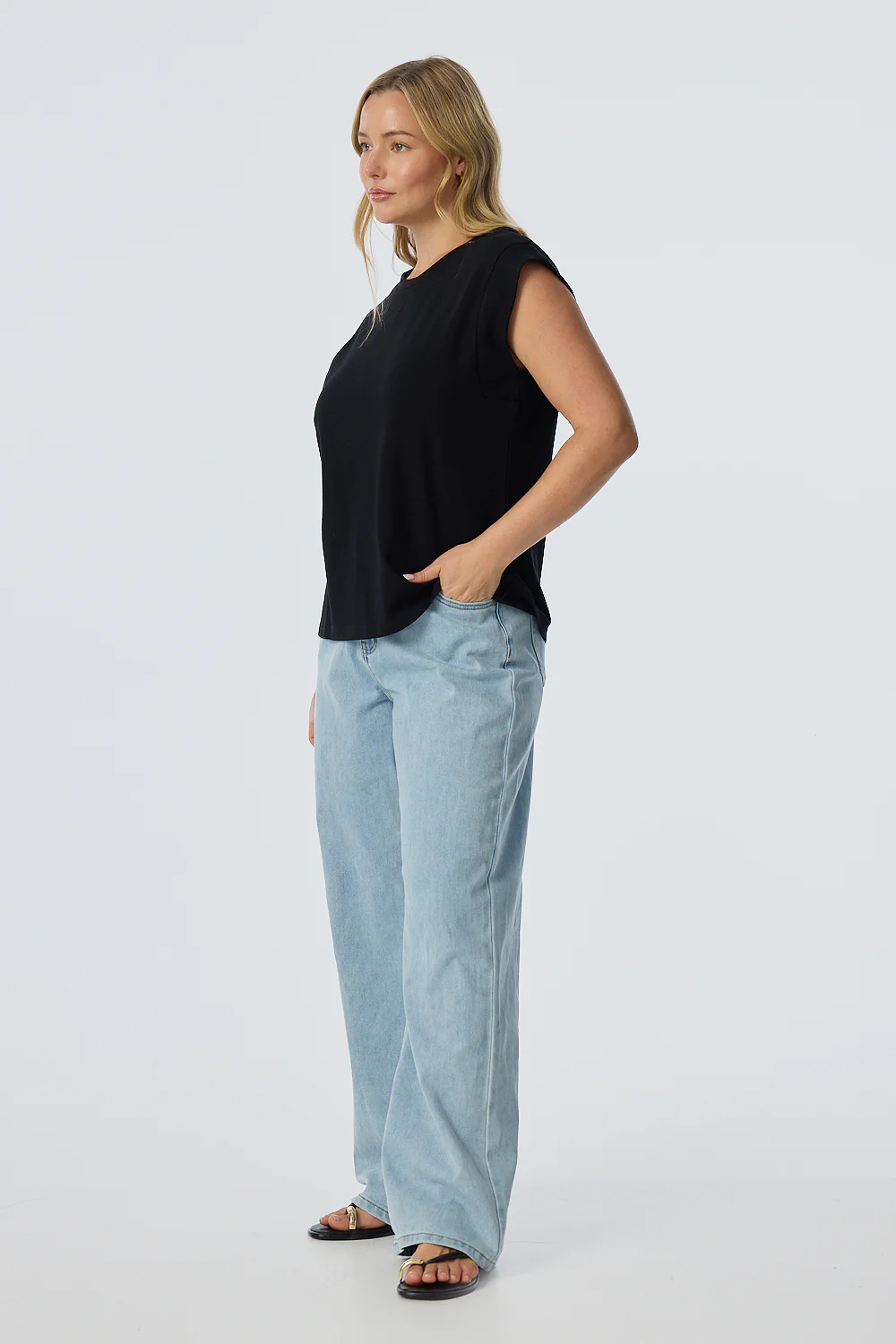 Cap Sleeve Jersey Tank - Black - Image 4