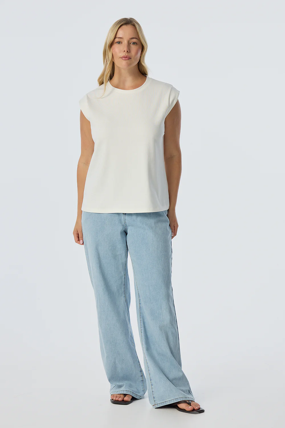 Cap Sleeve Jersey Tank - White - Image 3