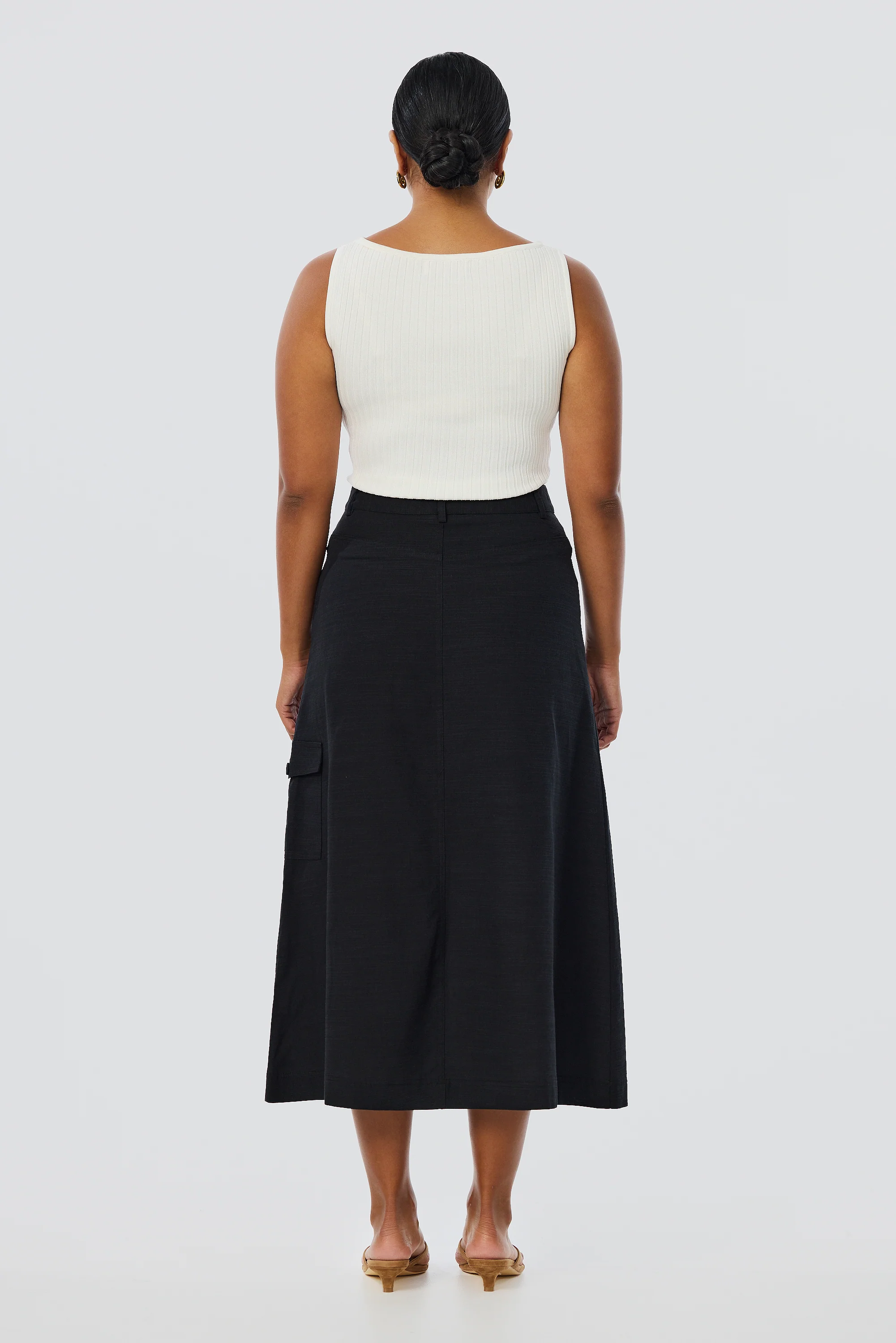 Cargo Midi Skirt - Black - Image 6