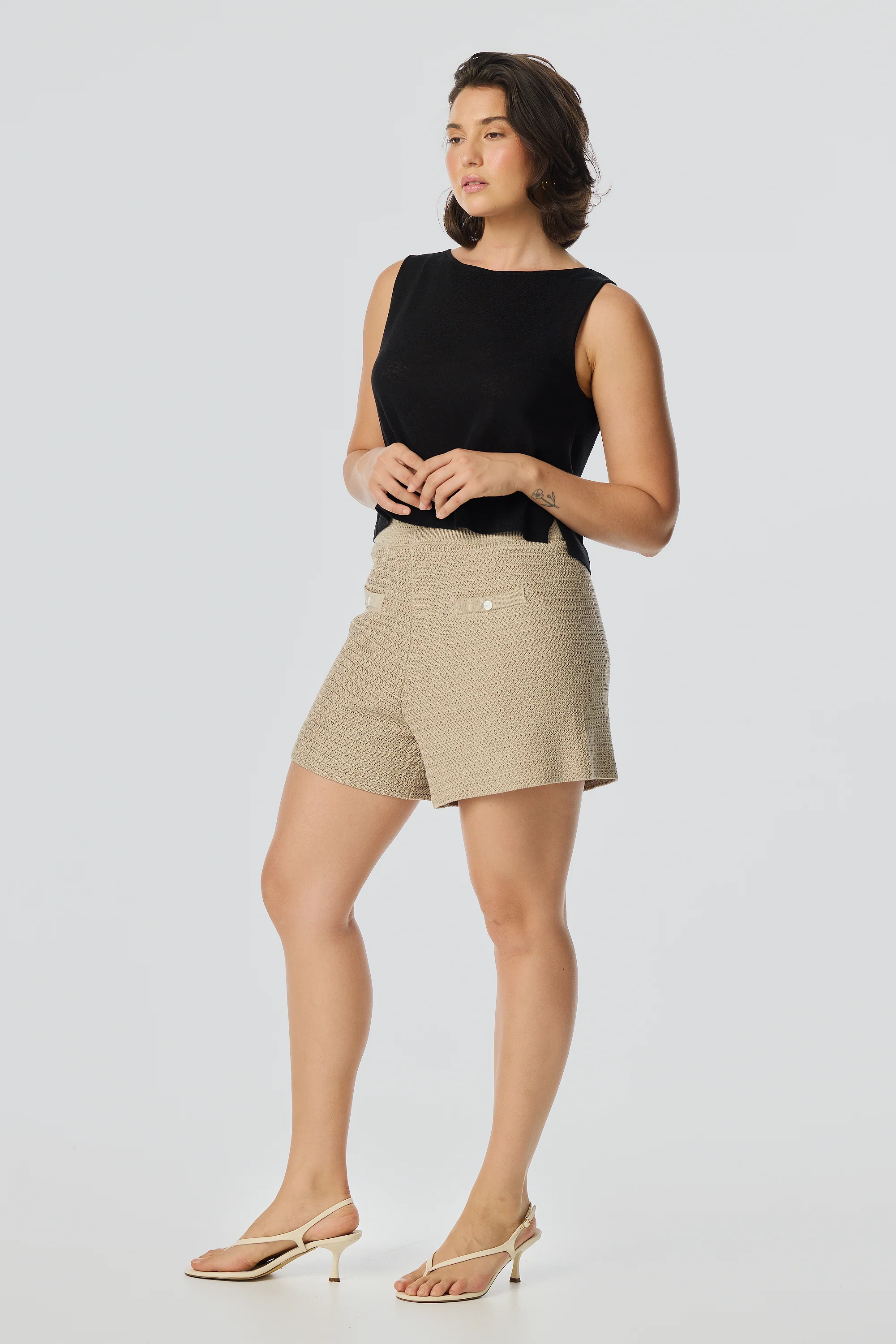 Crochet Boat Neck Tank - Black - Image 3