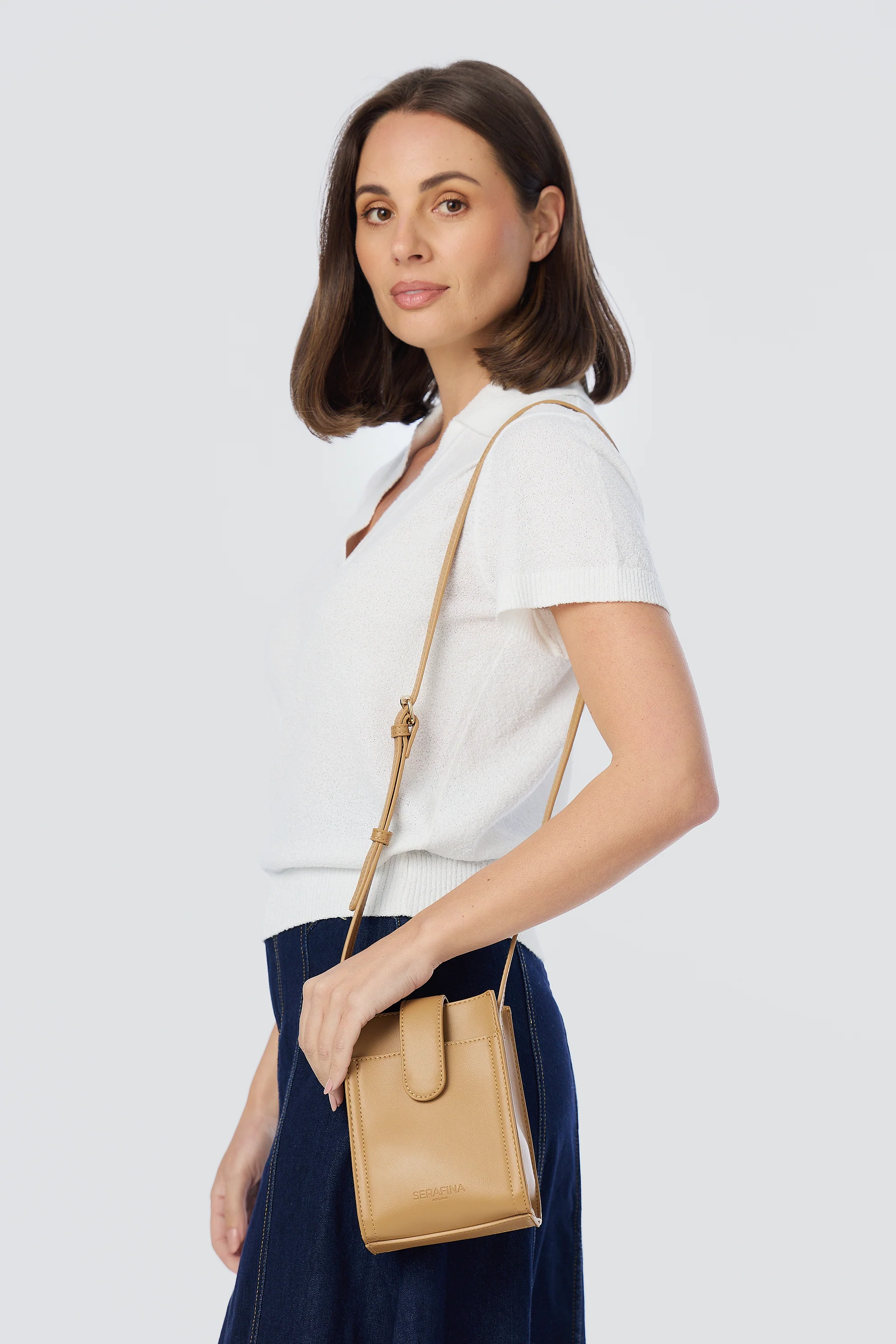 Crossbody Sling Bag - Tan - Image 2