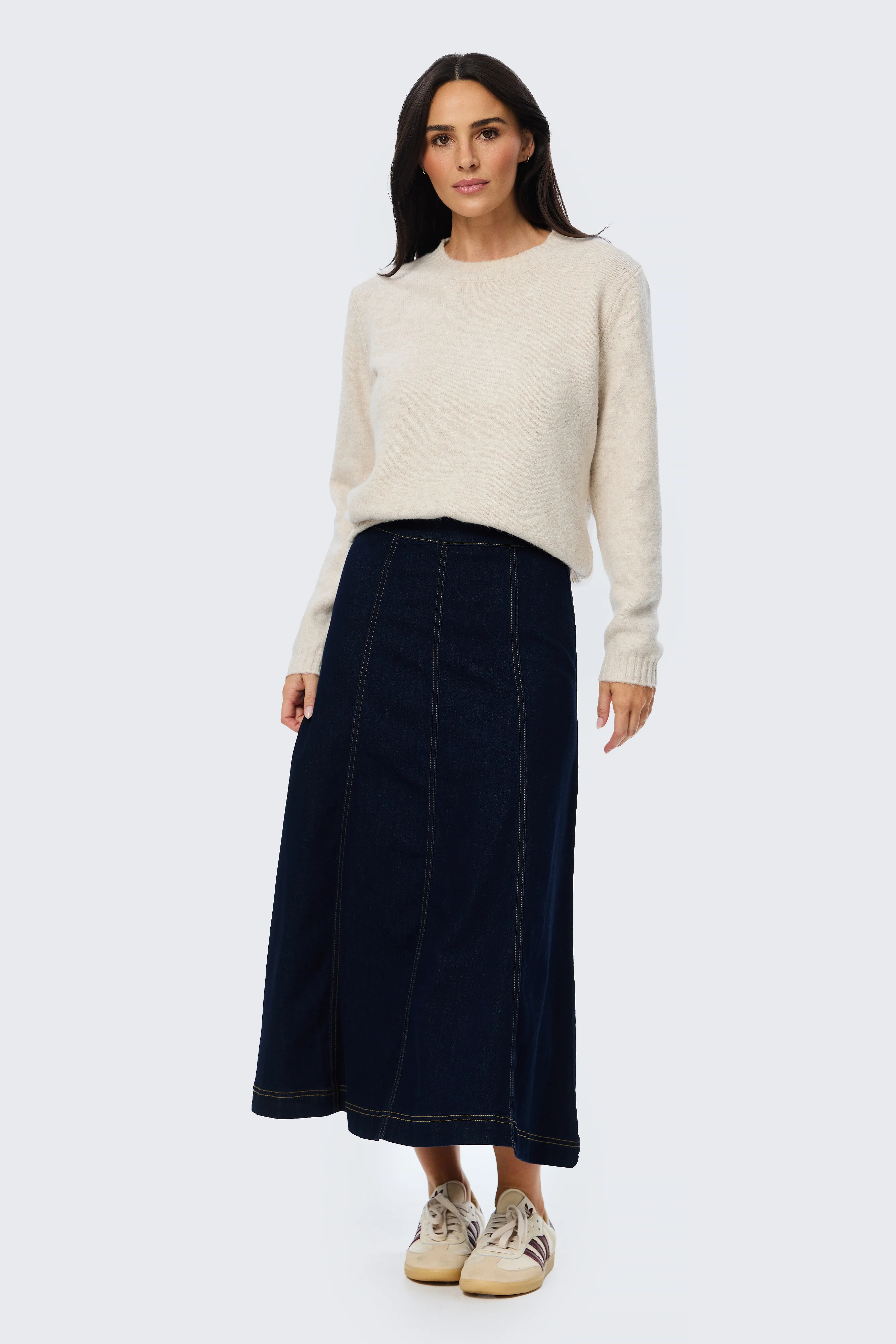 Denim Panelled Skirt - Indigo - Image 6
