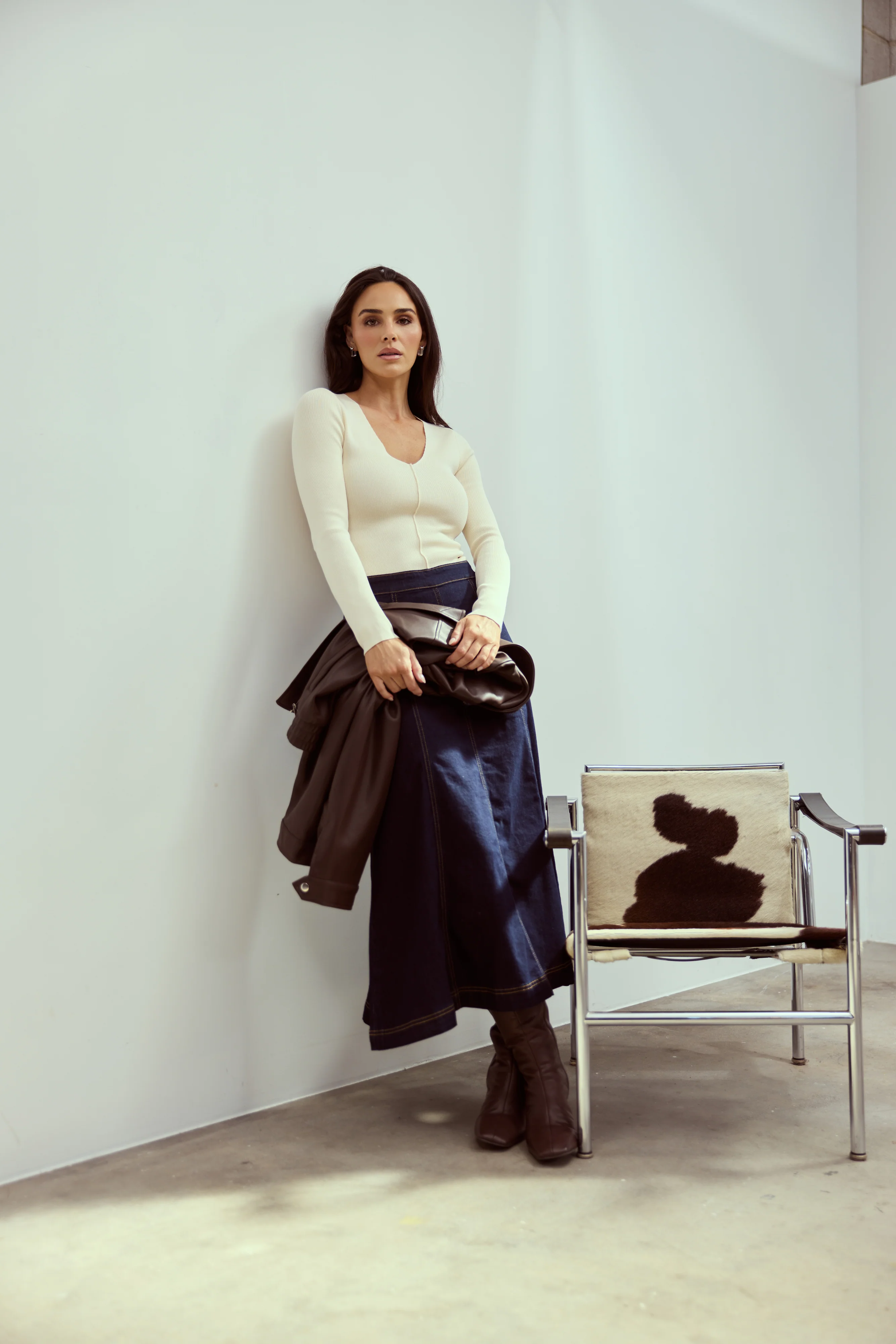 Denim Panelled Skirt - Indigo - Image 7
