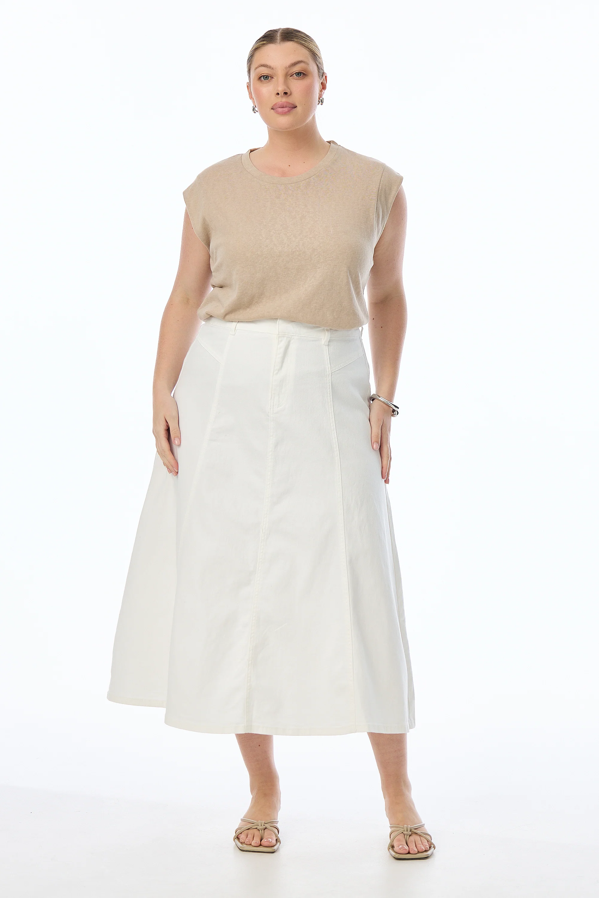 Denim Skirt - White - Image 3