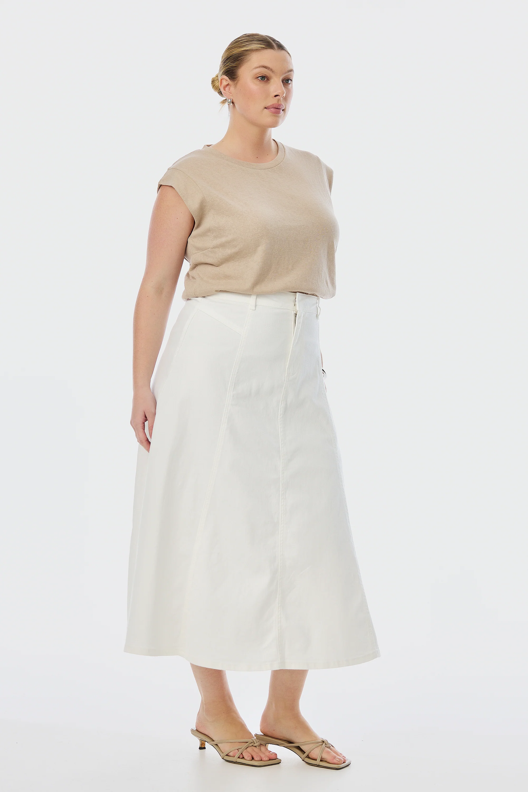 Denim Skirt - White - Image 4
