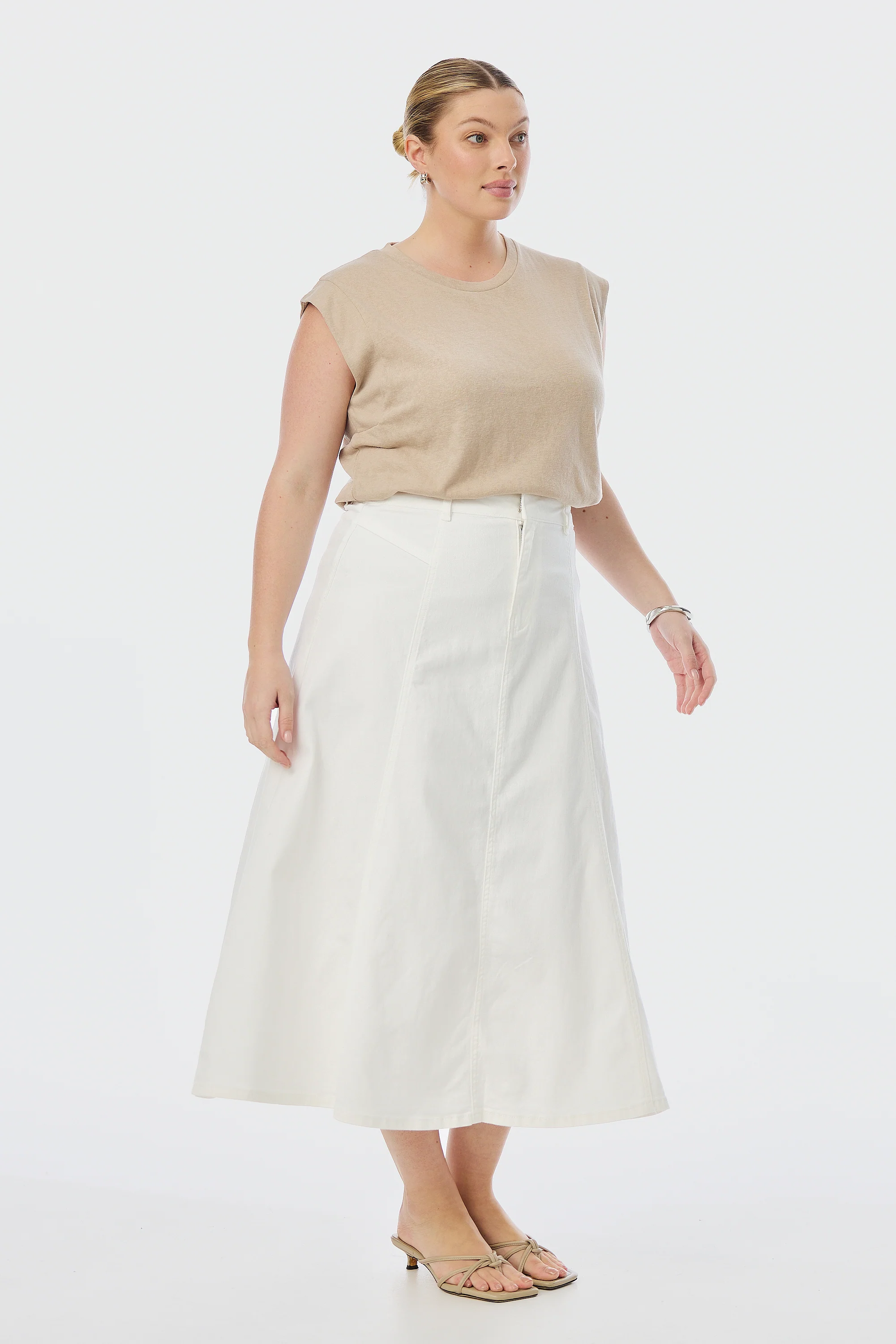 Denim Skirt - White - Image 5