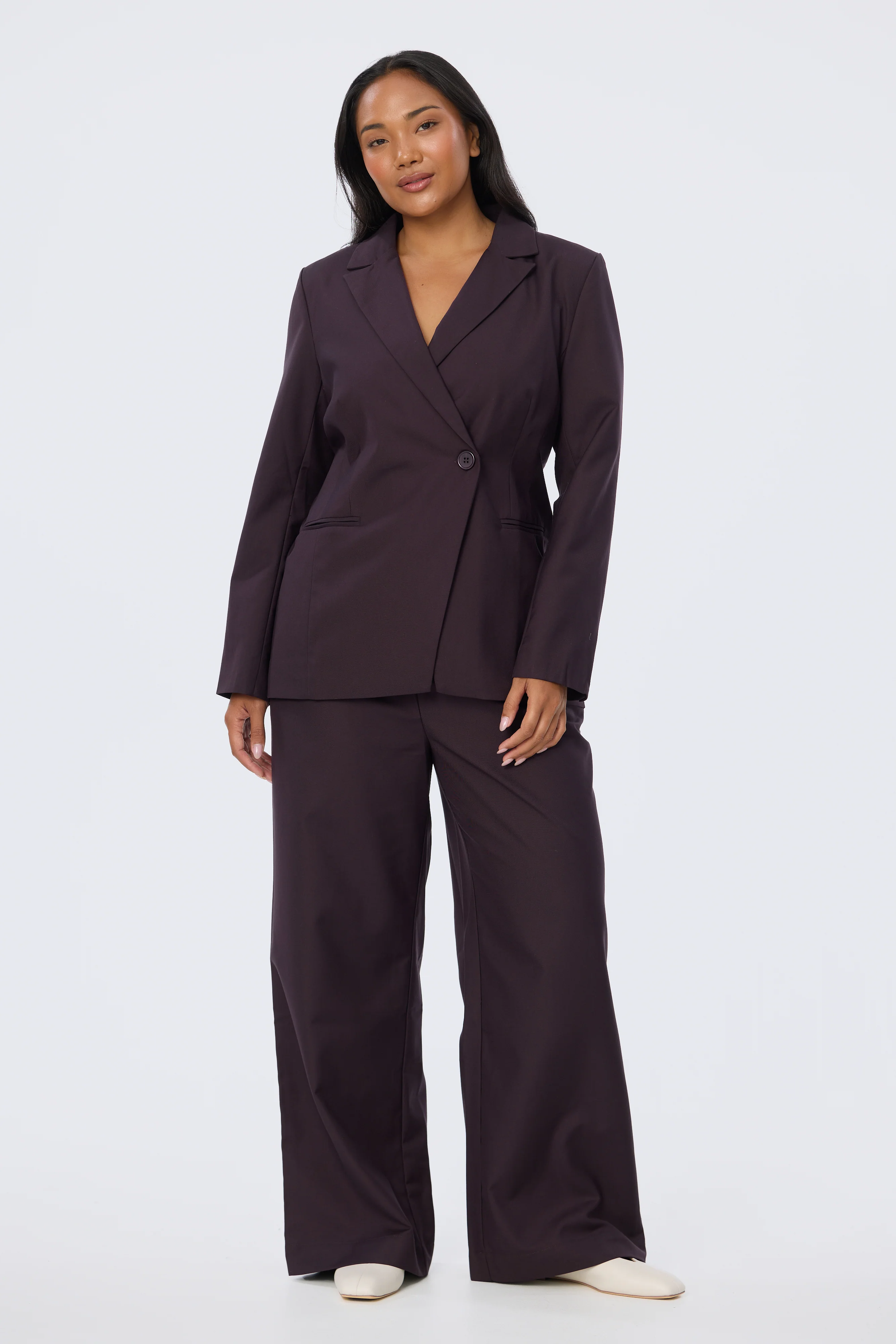 Detachable Belt Tailored Pants - Aubergine - Image 7