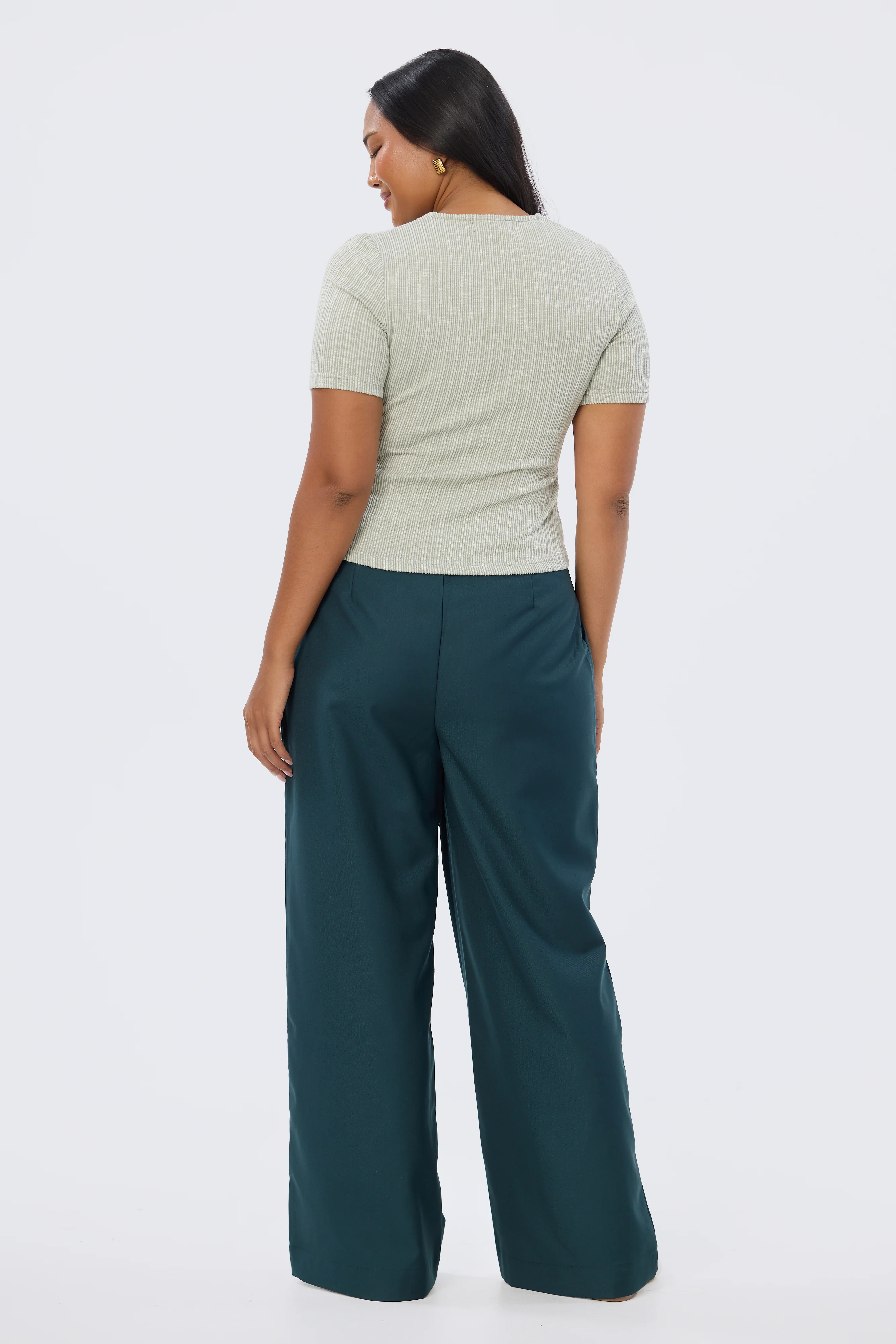 Detachable Belt Tailored Pants - Emerald - Image 5