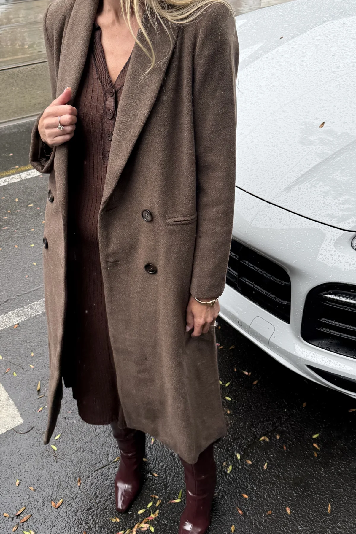 Double Breasted Coat - Chocolate - Image 10