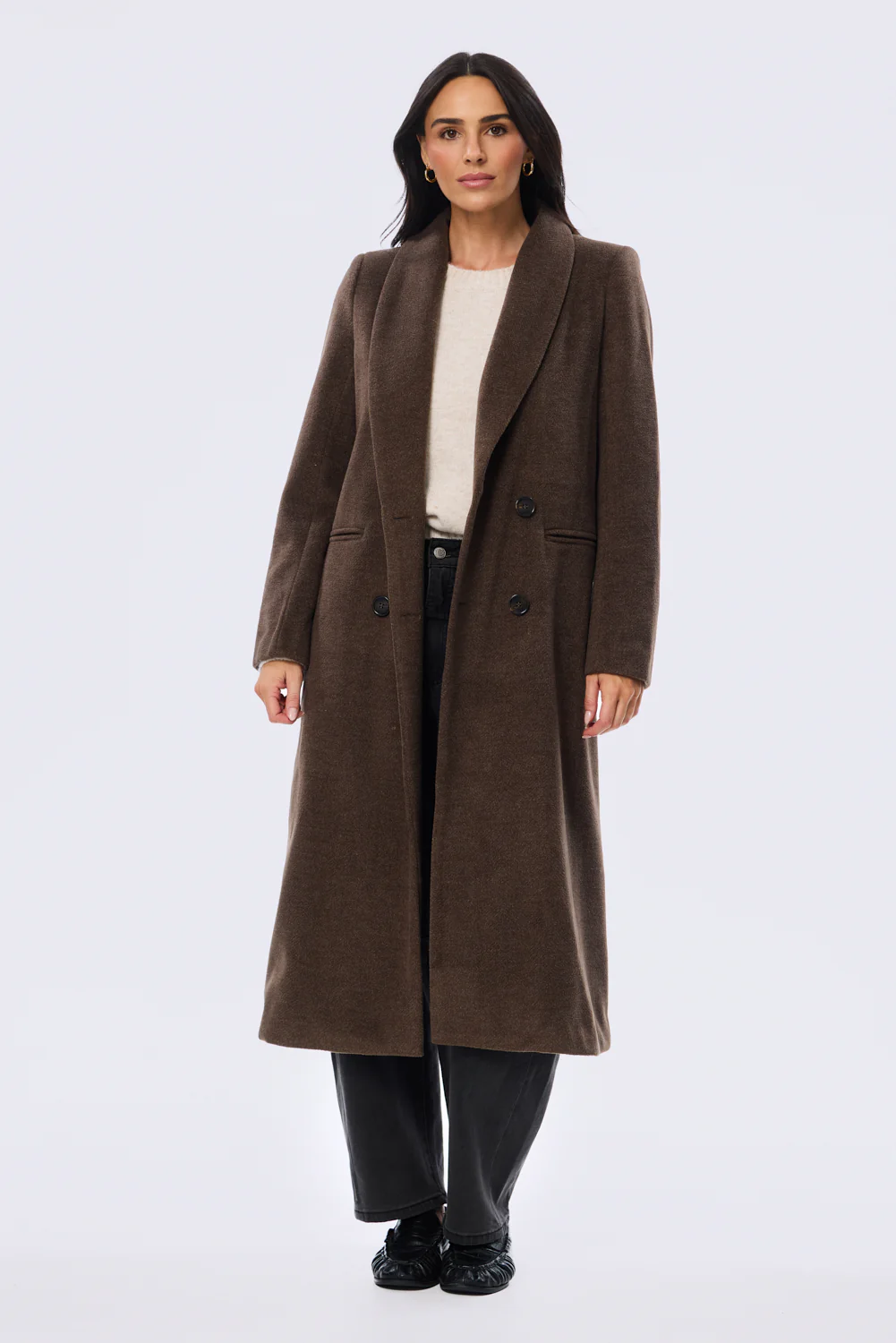 Double Breasted Coat - Chocolate - Image 3
