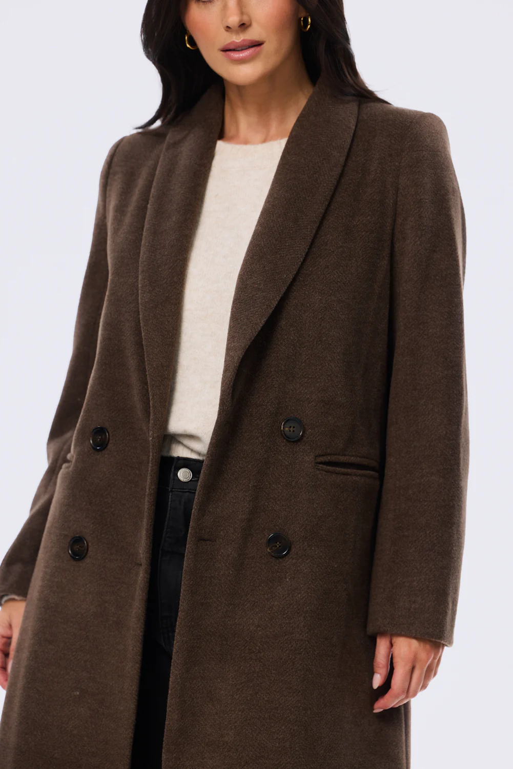 Double Breasted Coat - Chocolate - Image 4