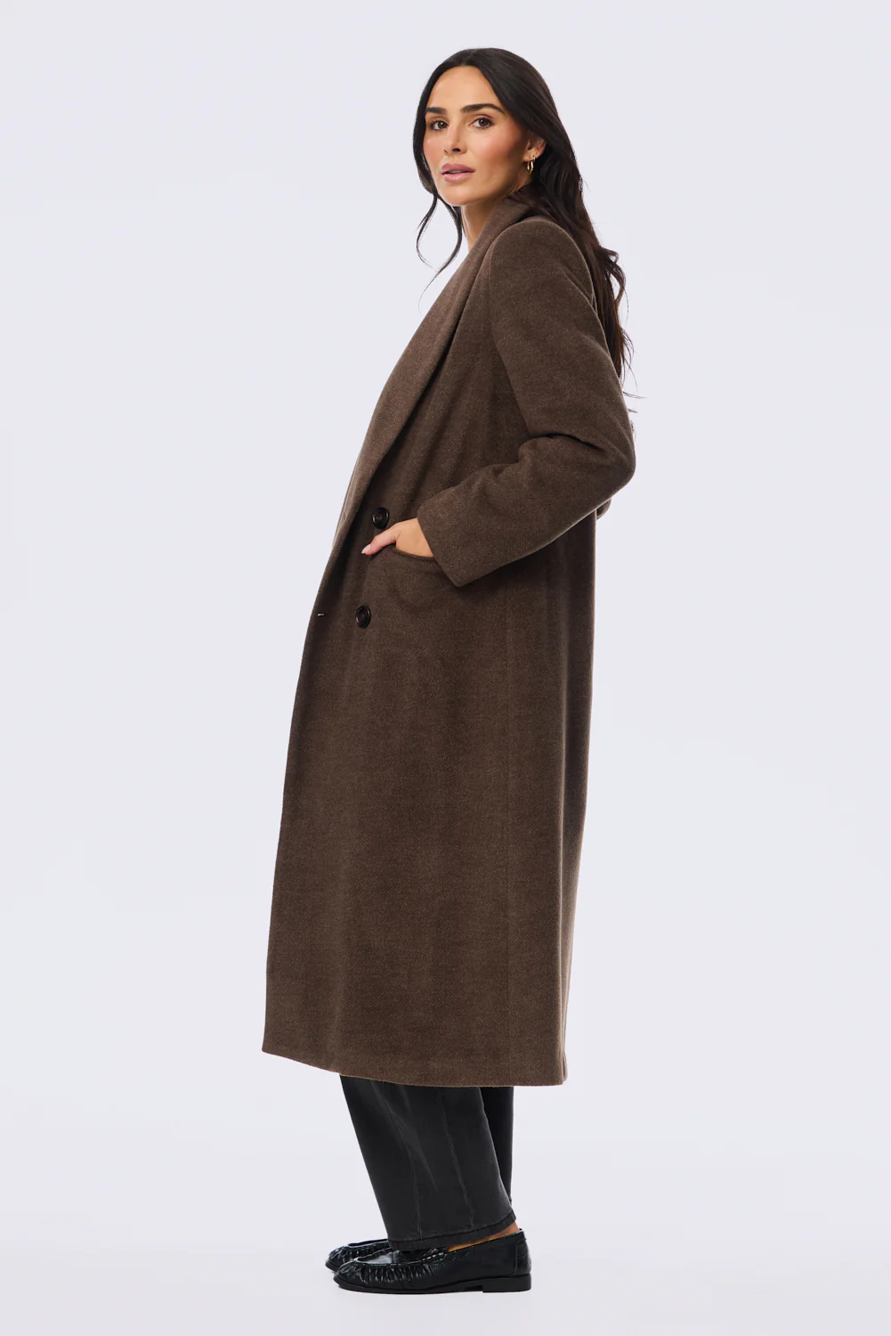 Double Breasted Coat - Chocolate - Image 5