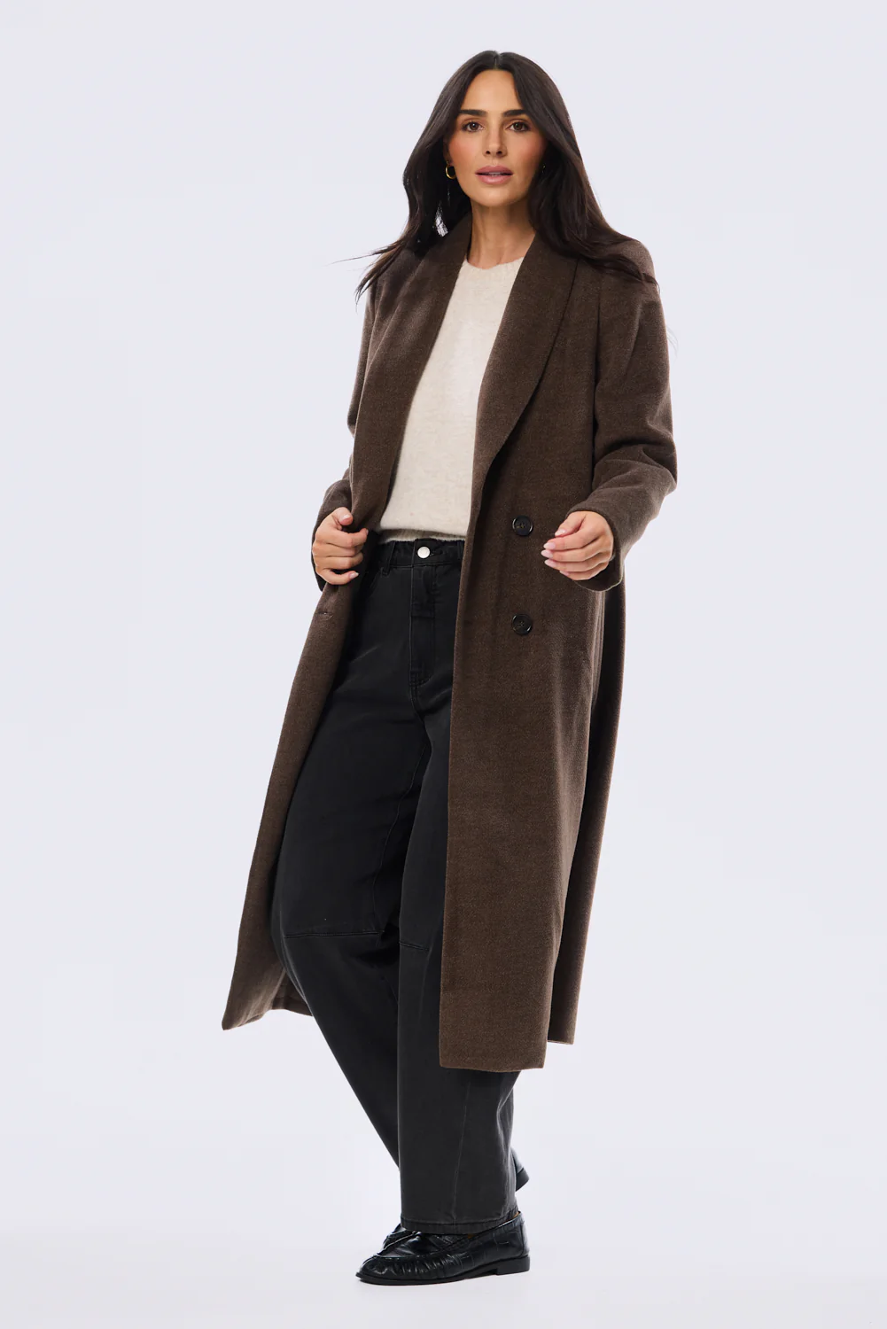 Double Breasted Coat - Chocolate - Image 7