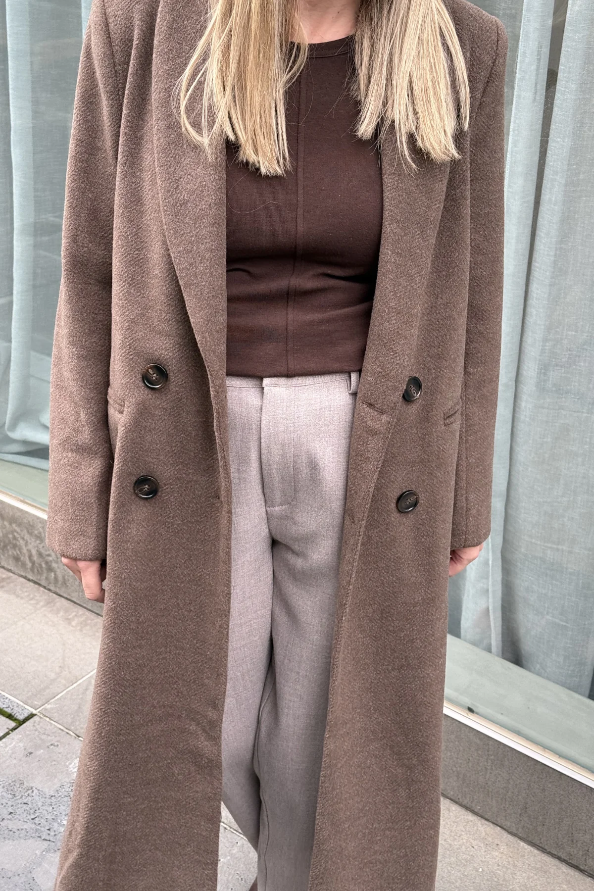 Double Breasted Coat - Chocolate - Image 9