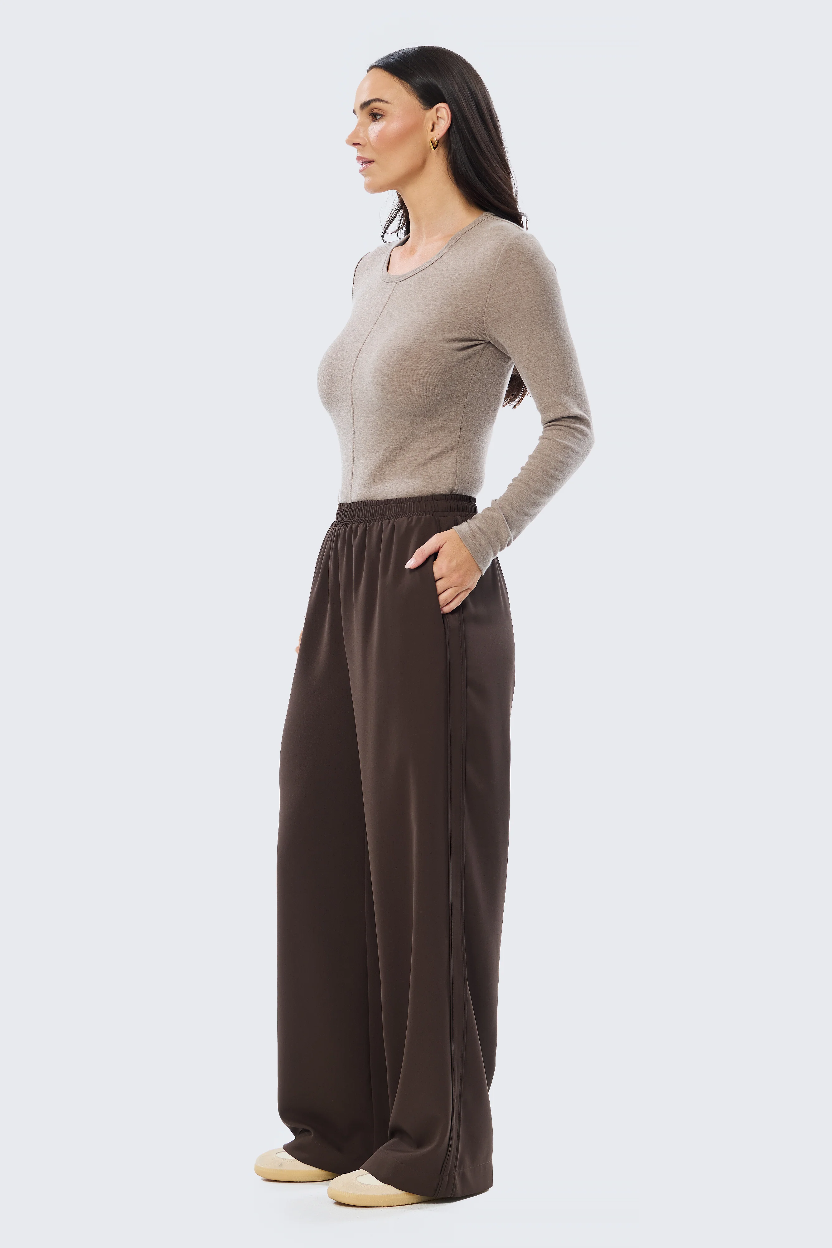 Elastic Waist Pant - Dark Chocolate - Image 3