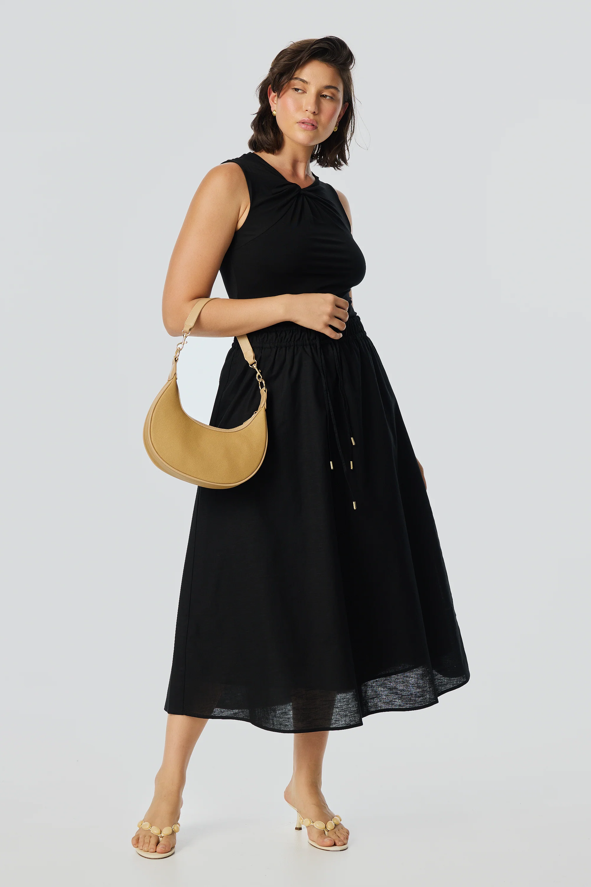 Gathered Maxi Skirt - Black - Image 5