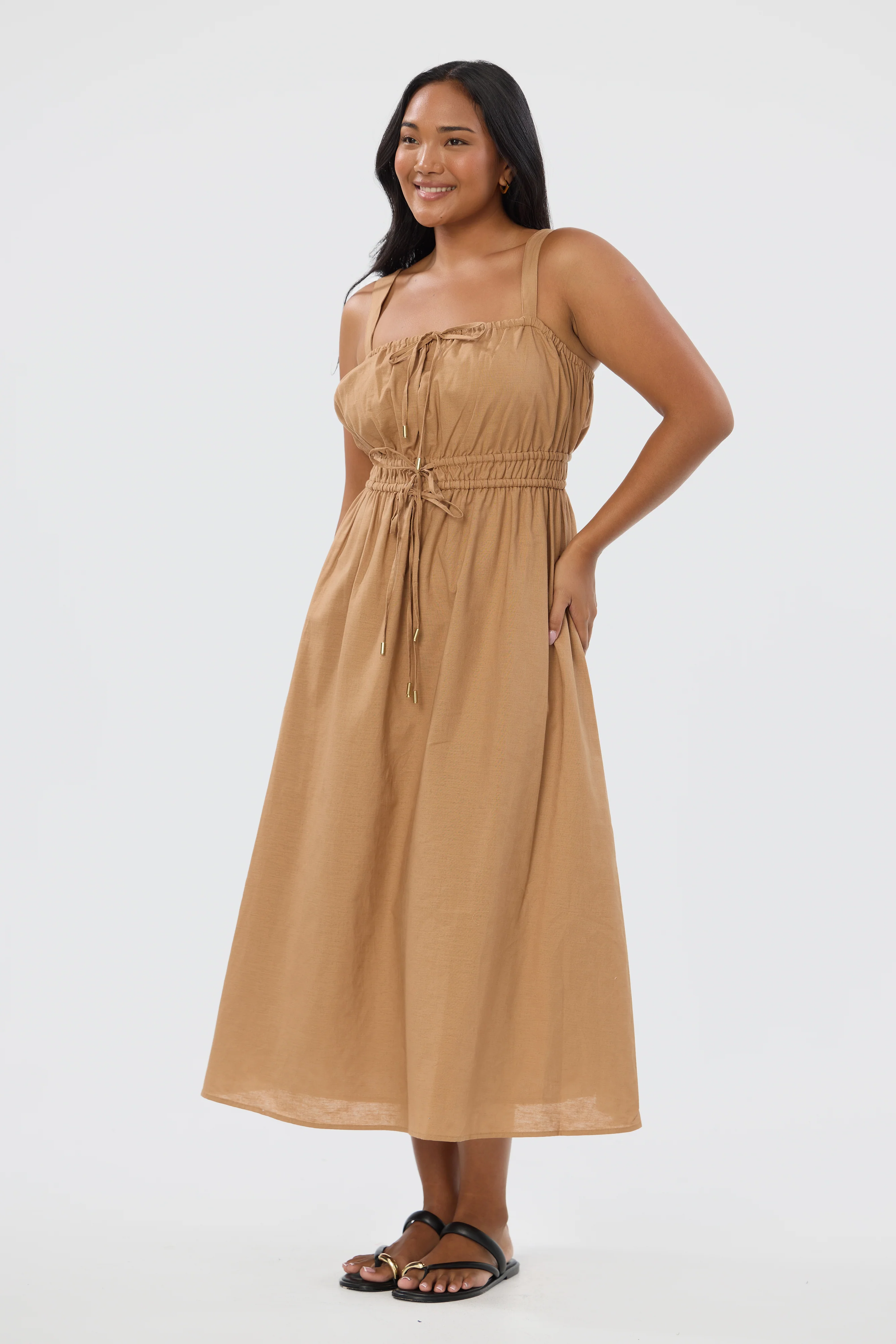 Gathered Midi Dress - Copper - Image 4