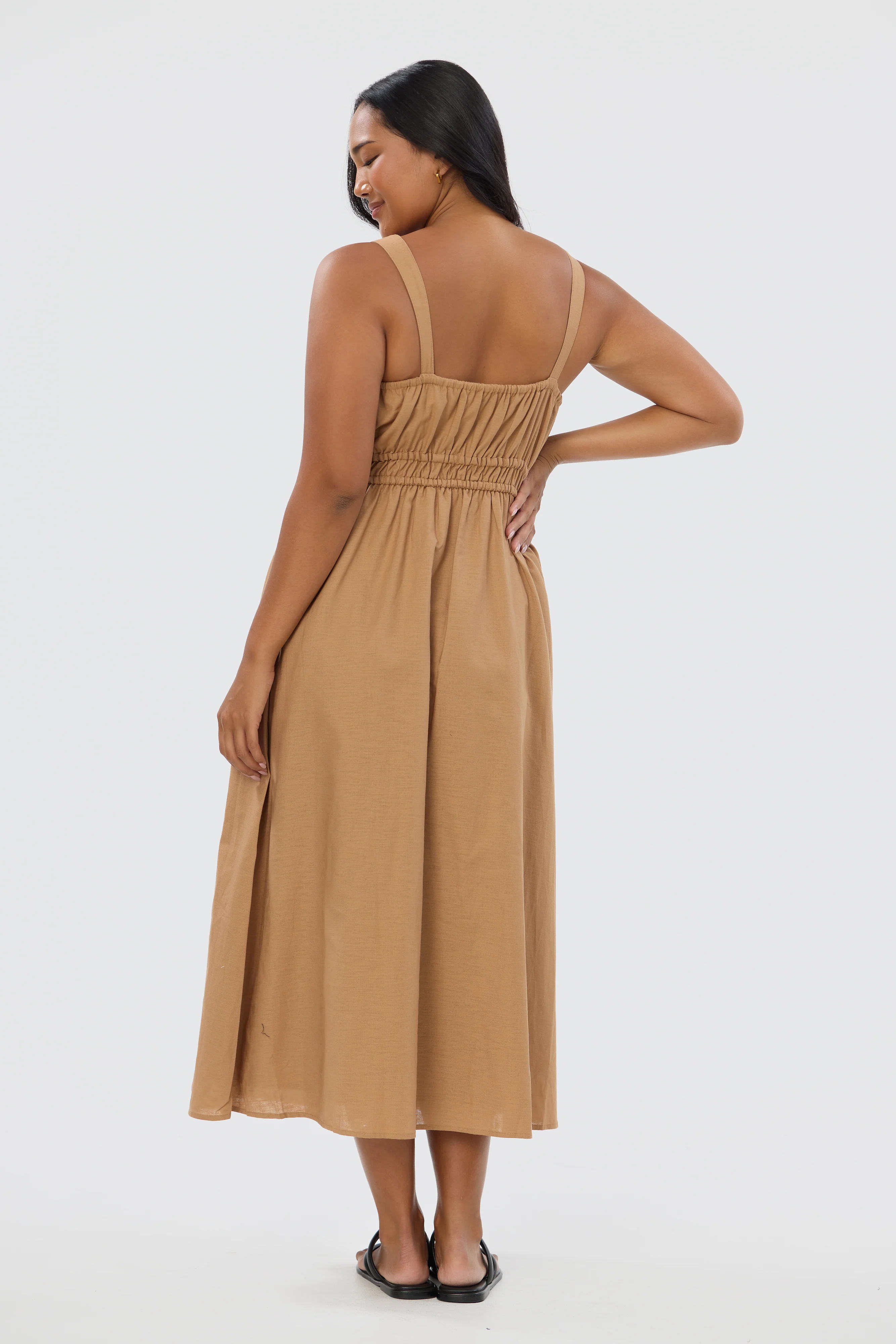 Gathered Midi Dress - Copper - Image 5
