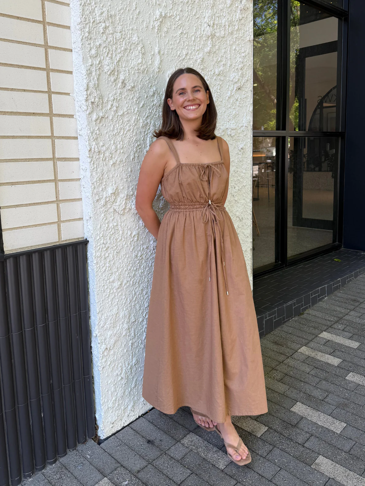Gathered Midi Dress - Copper - Image 6
