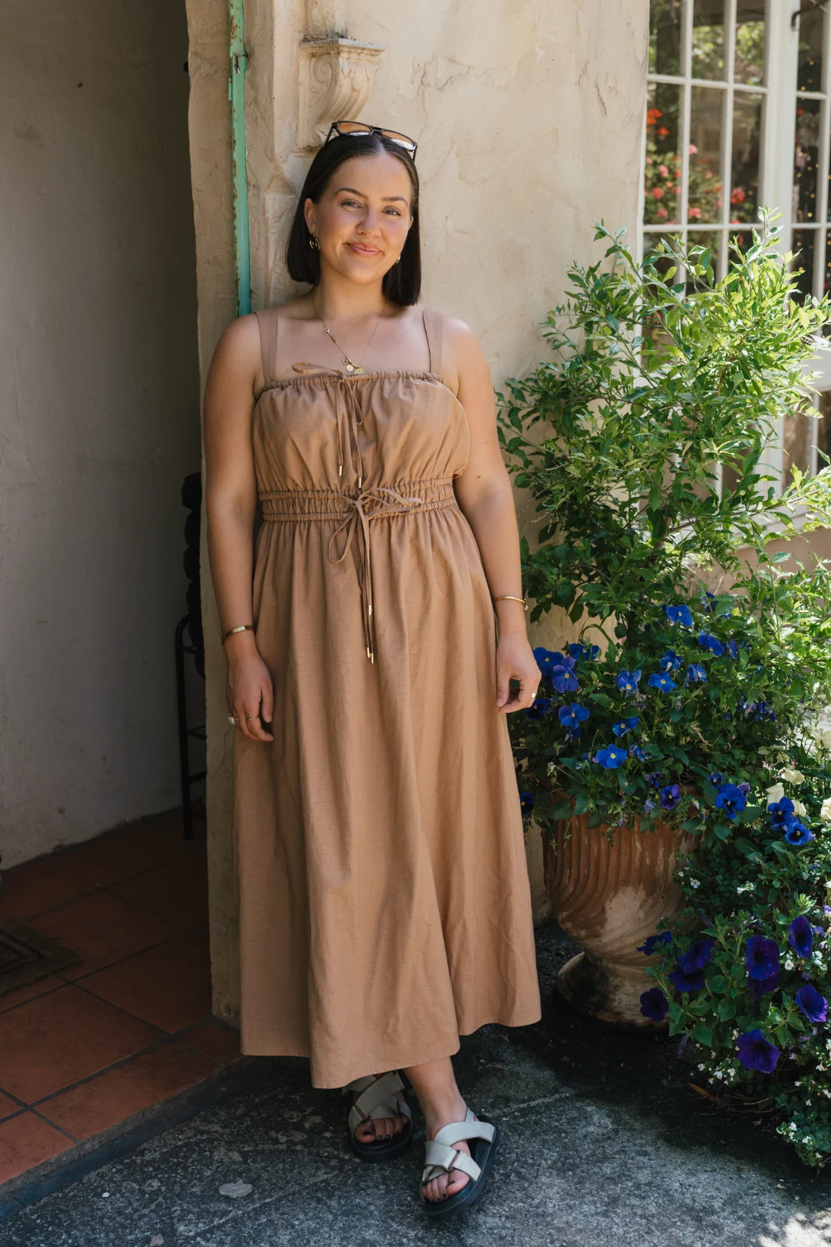 Gathered Midi Dress - Copper - Image 7