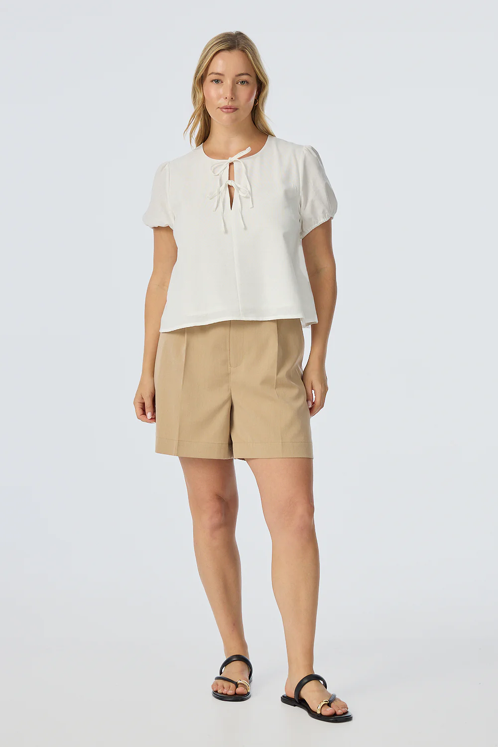 Double Tie Front Top - White - Image 3