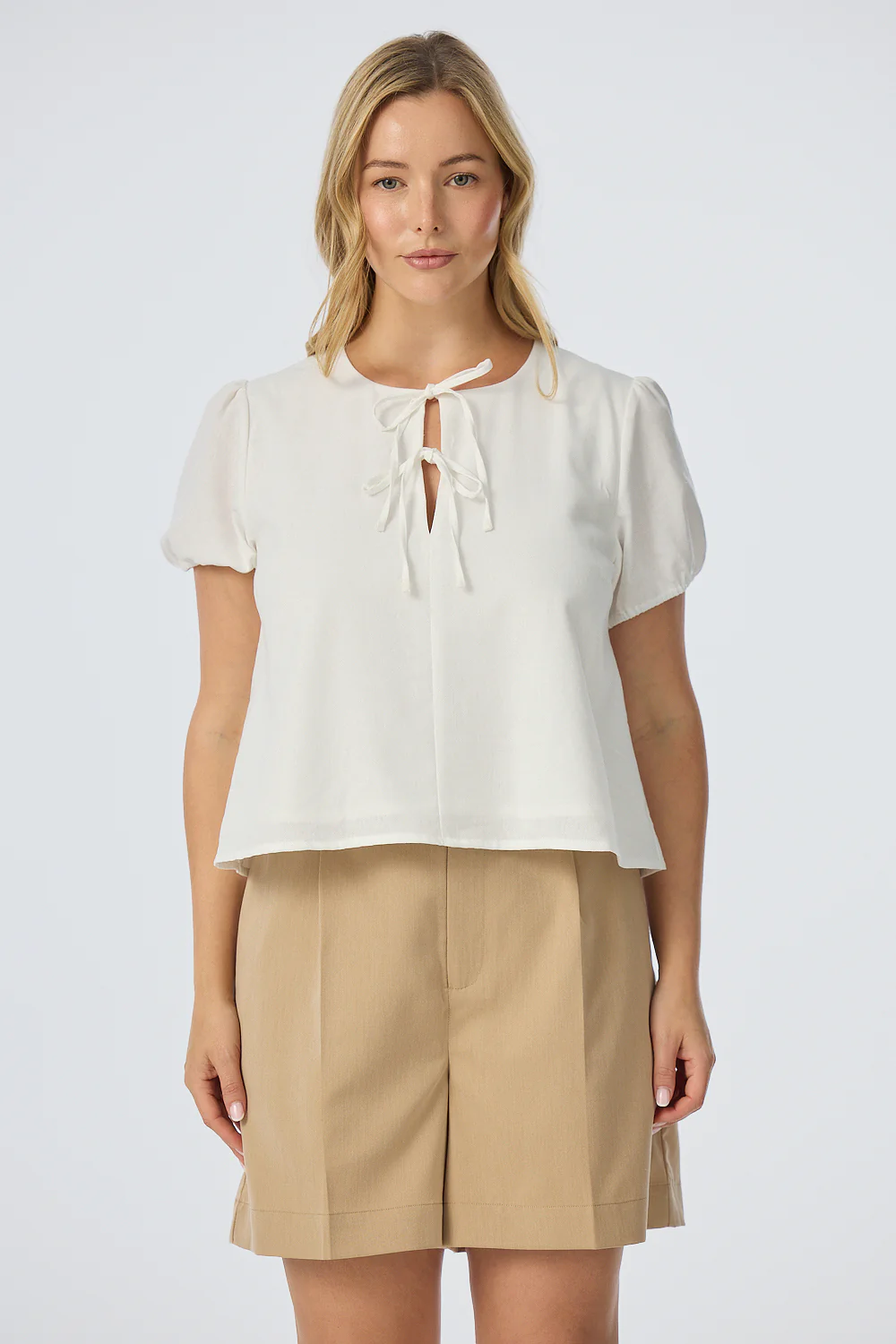 Double Tie Front Top - White - Image 4