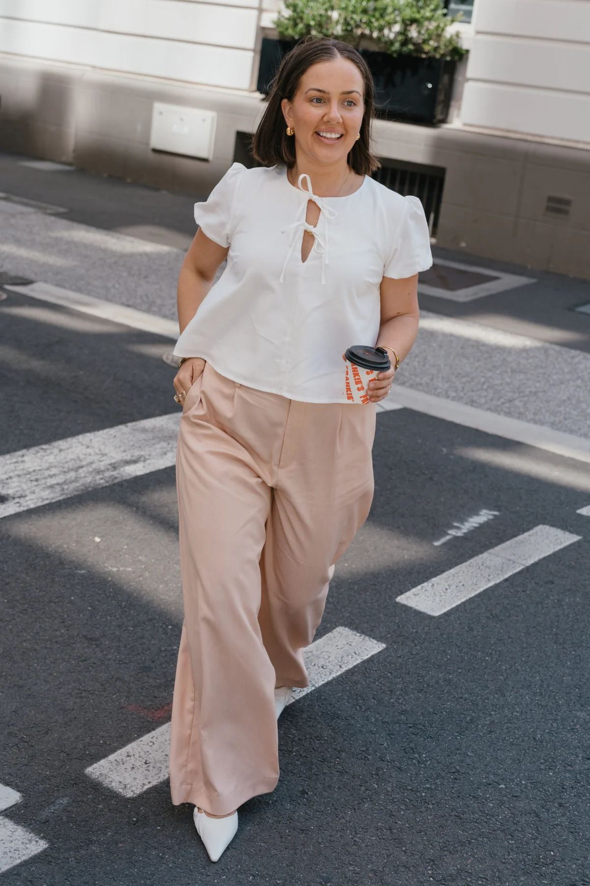 Double Tie Front Top - White - Image 8