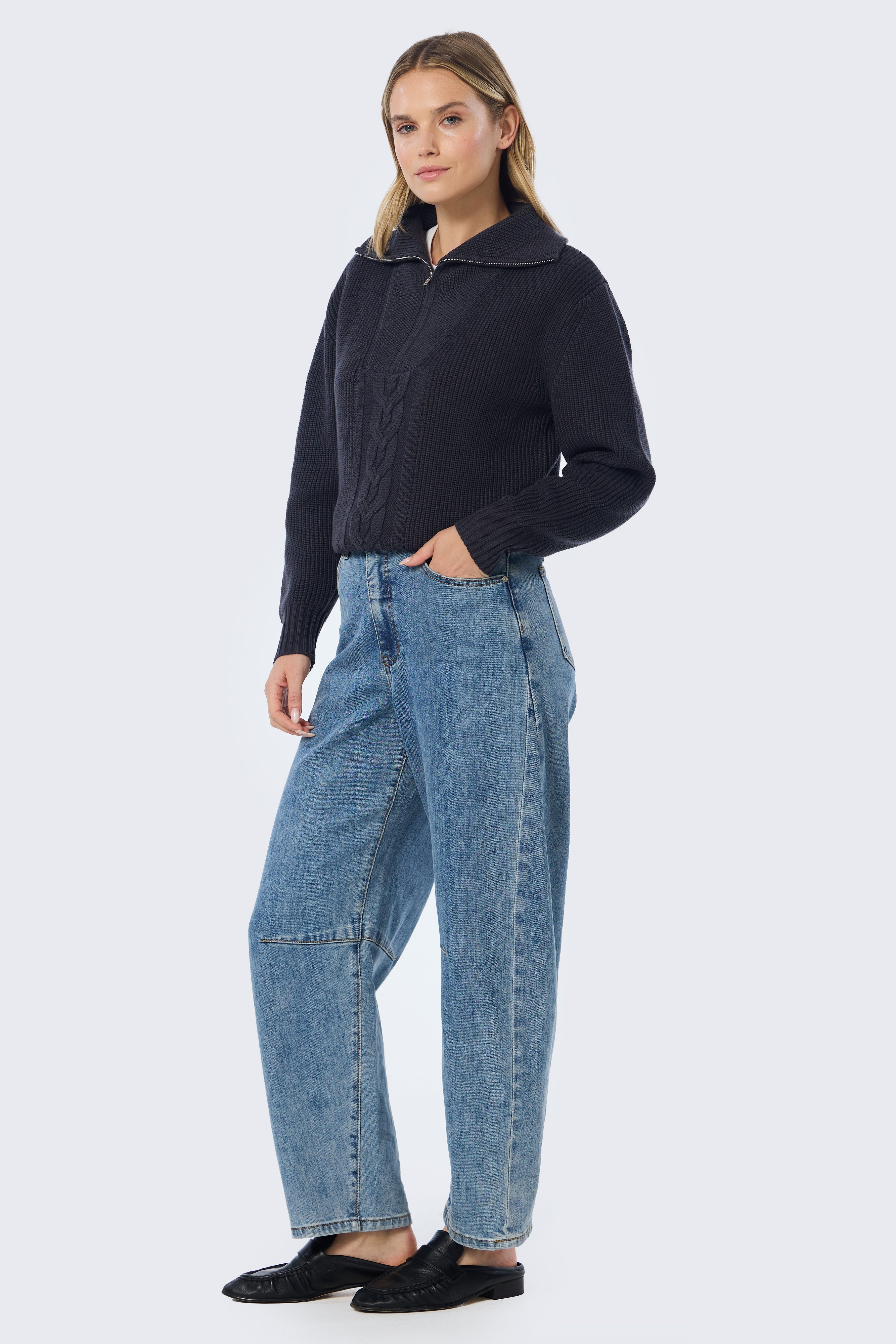 Half Zip Knit Jumper - Charcoal - Image 6