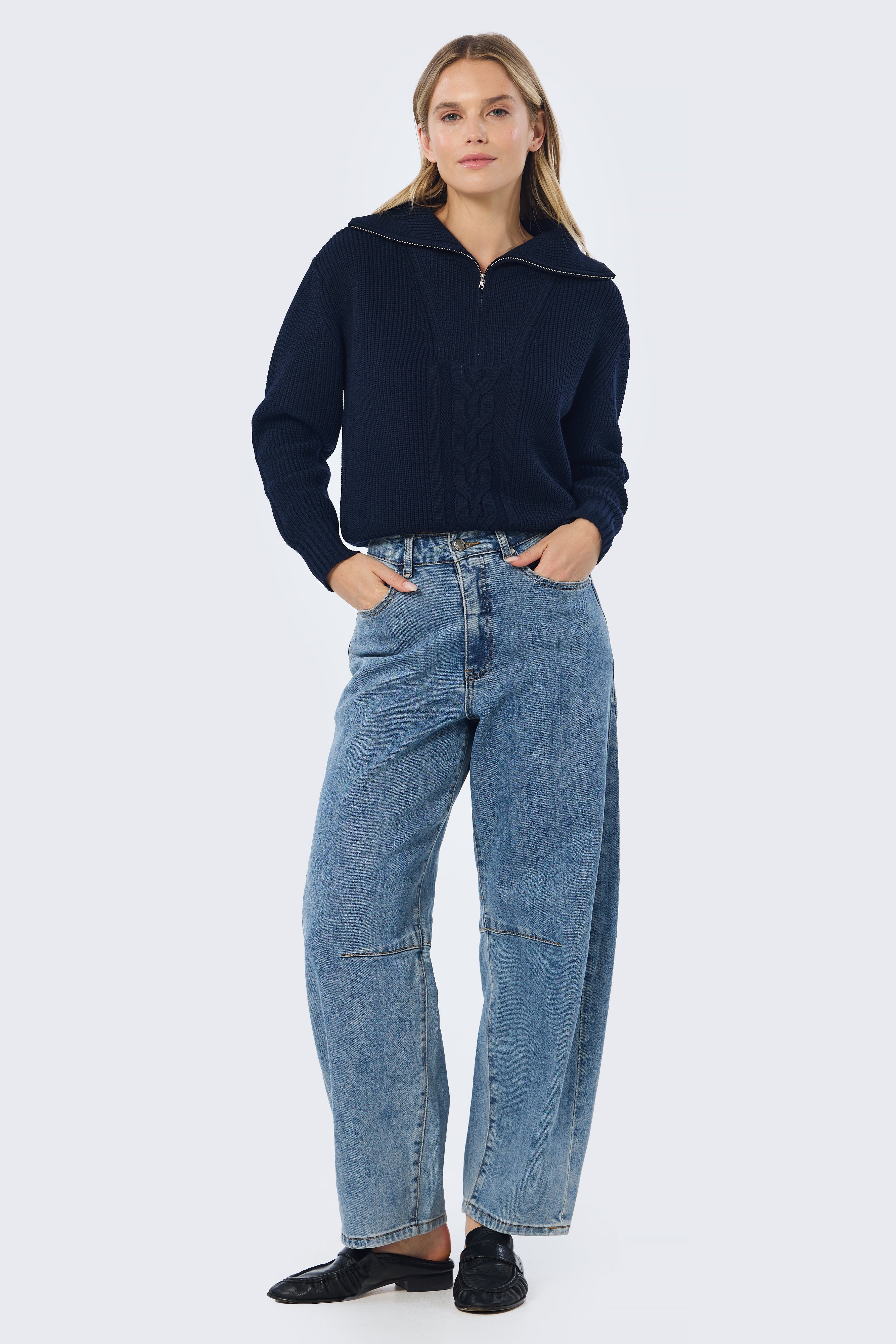 Half Zip Knit Jumper - Navy - Image 6
