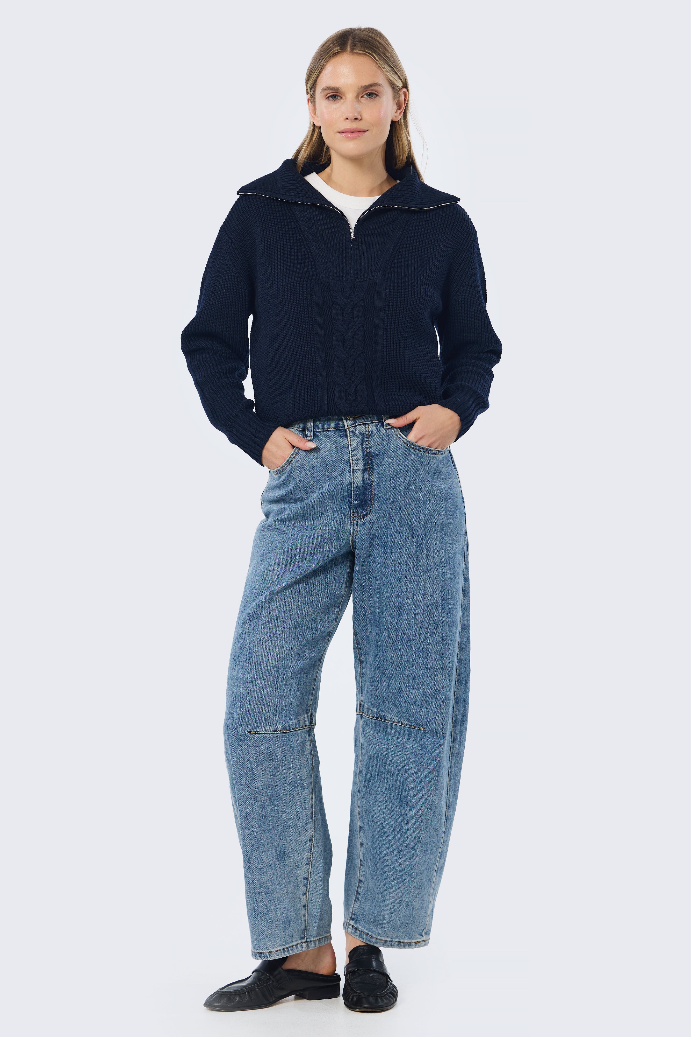 Half Zip Knit Jumper - Navy - Image 8