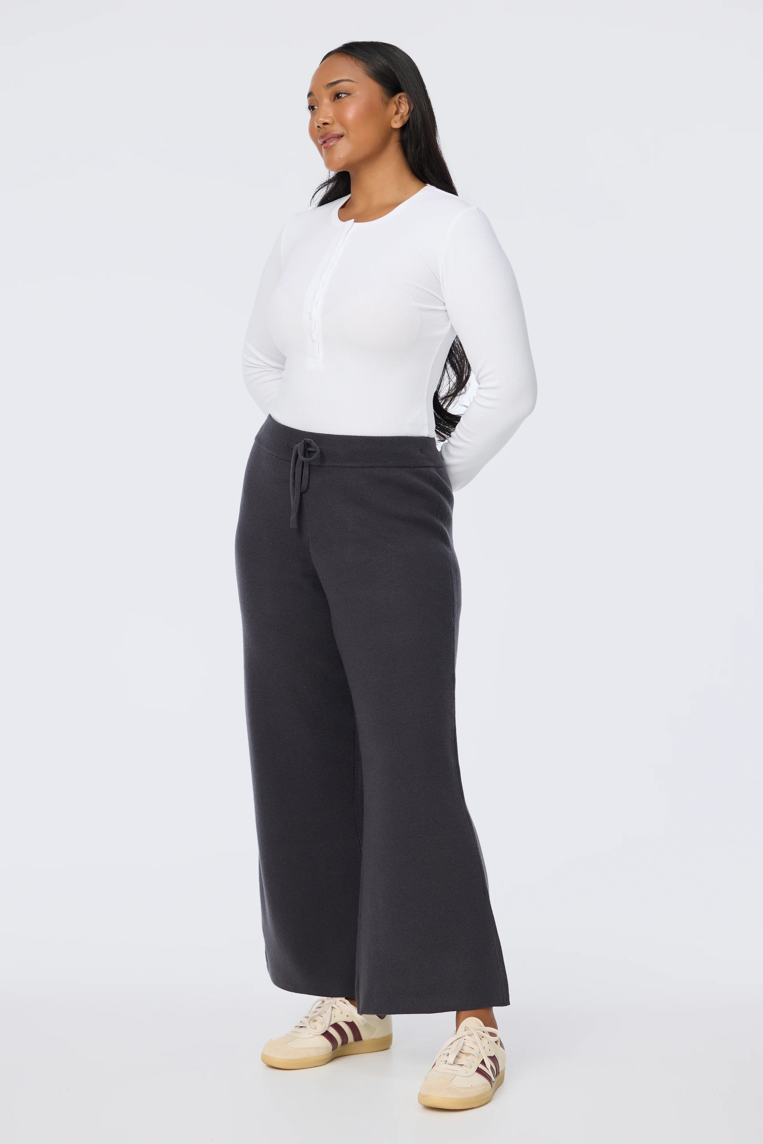 Knit Drawstring Pants - Charcoal - Image 7