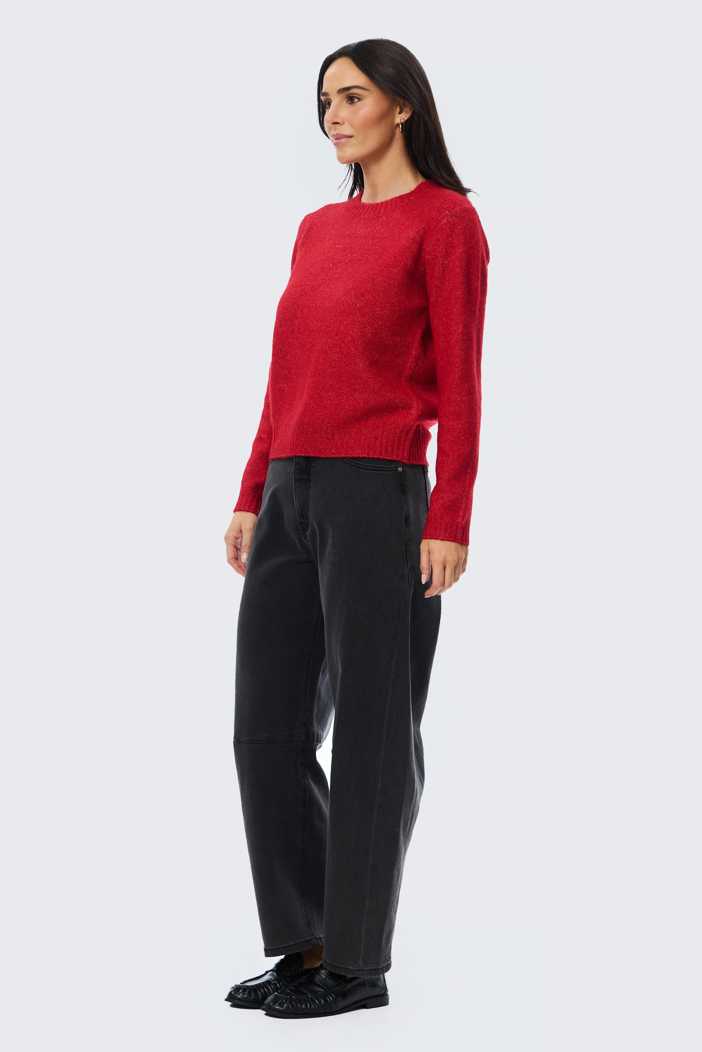 Long Sleeve Crew Neck Jumper - Cherry - Image 4