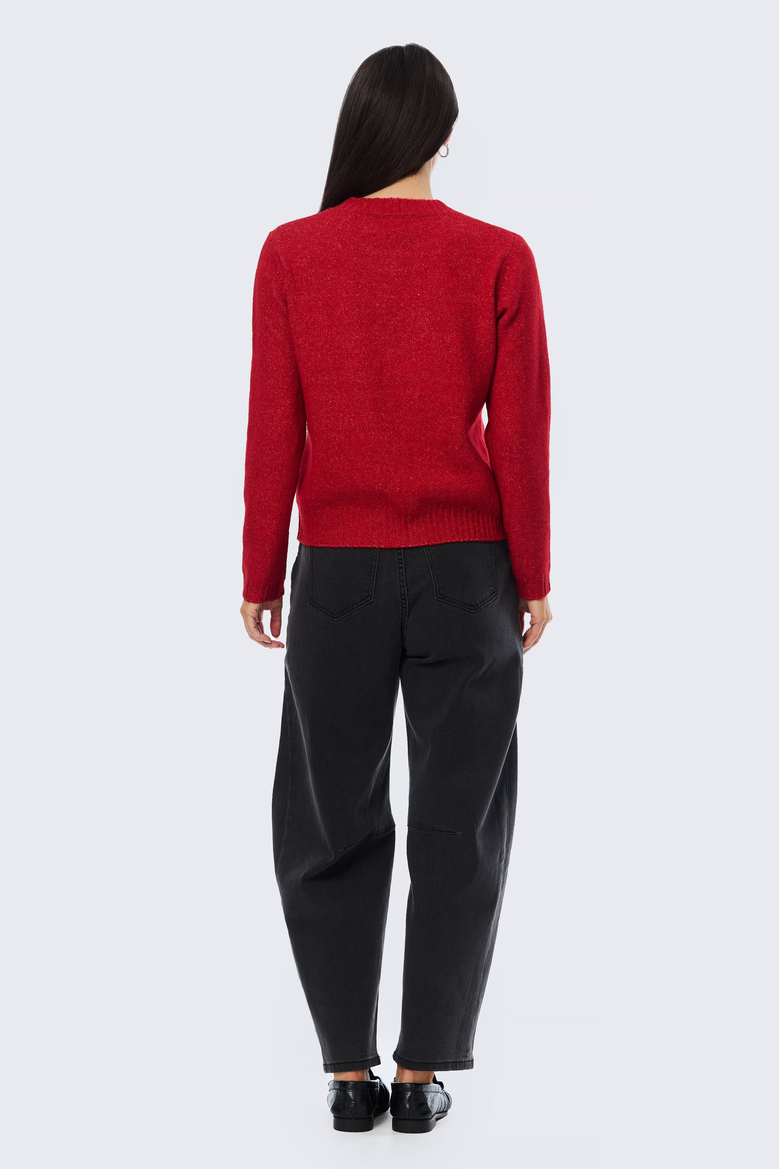 Long Sleeve Crew Neck Jumper - Cherry - Image 5
