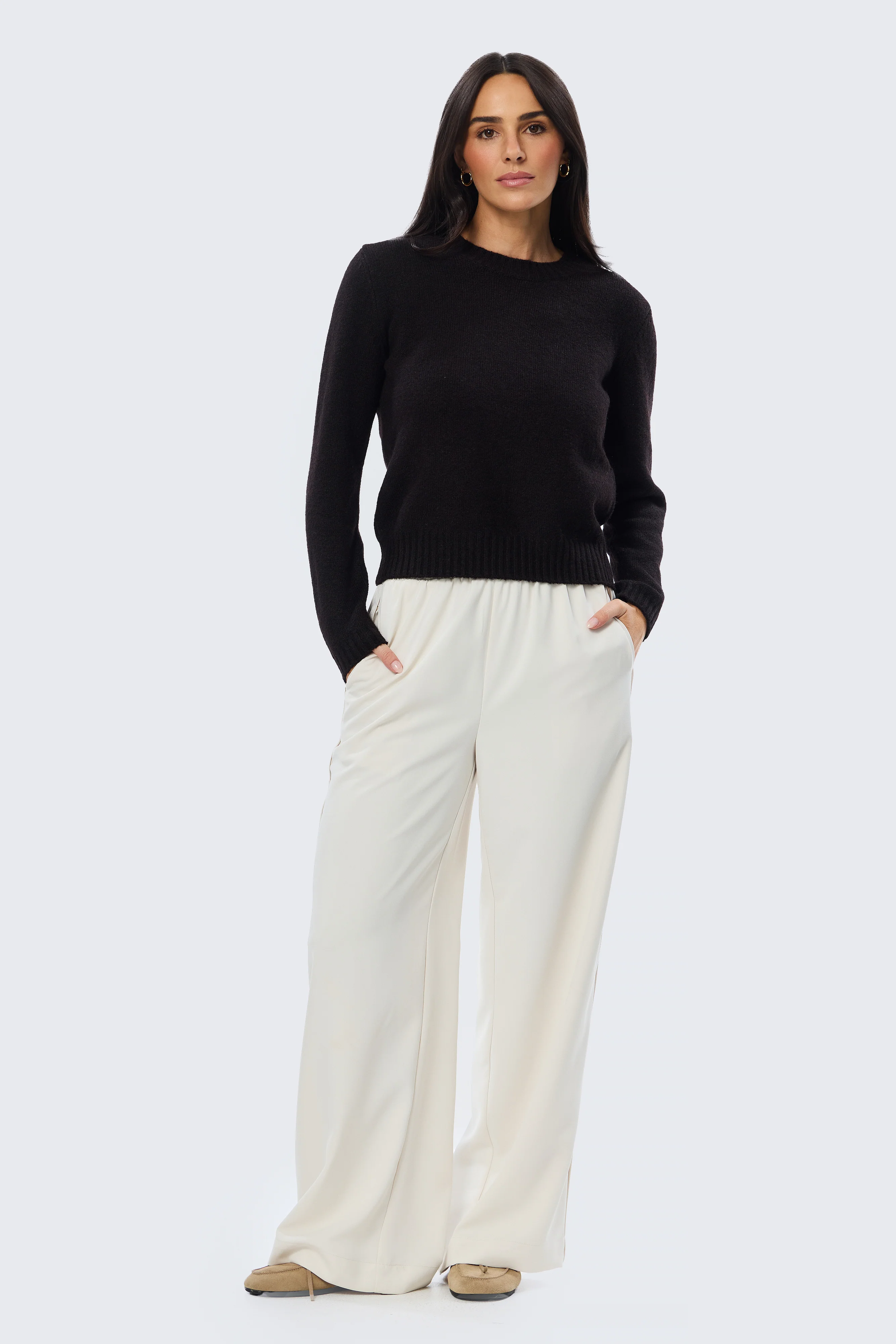 Long Sleeve Crew Neck Jumper - Dark Chocolate - Image 7