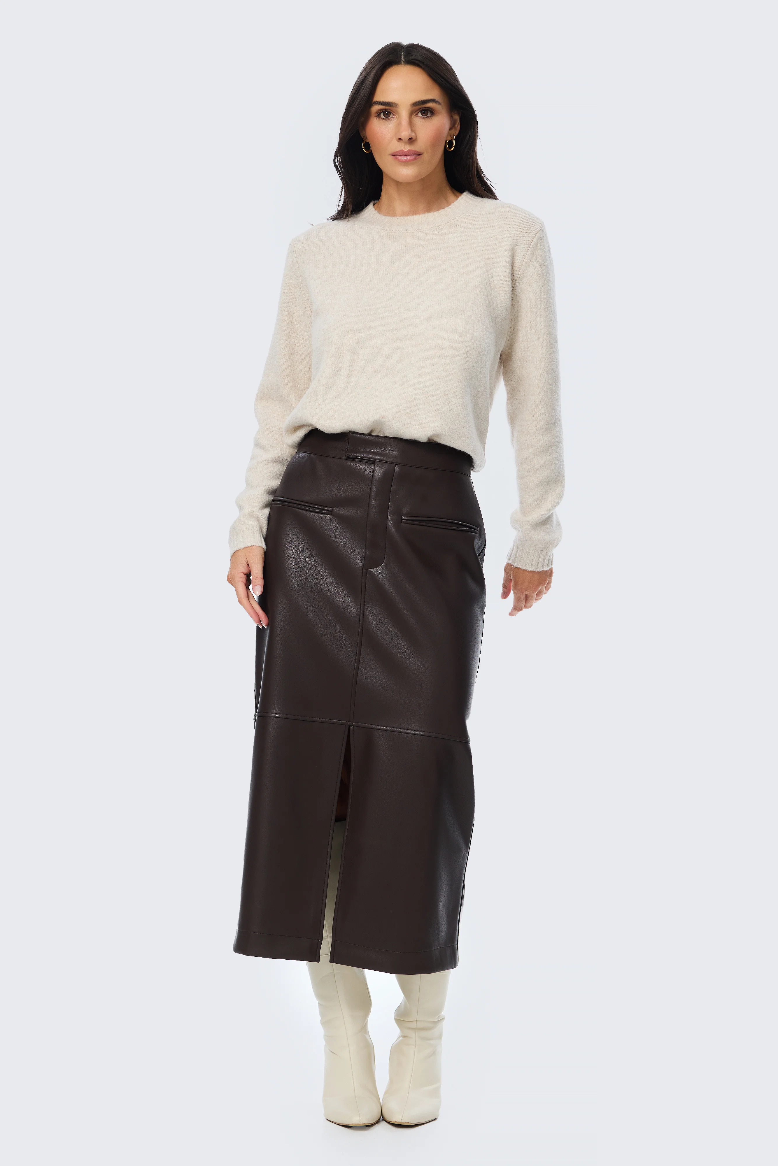 Long Sleeve Crew Neck Jumper - Ecru - Image 7