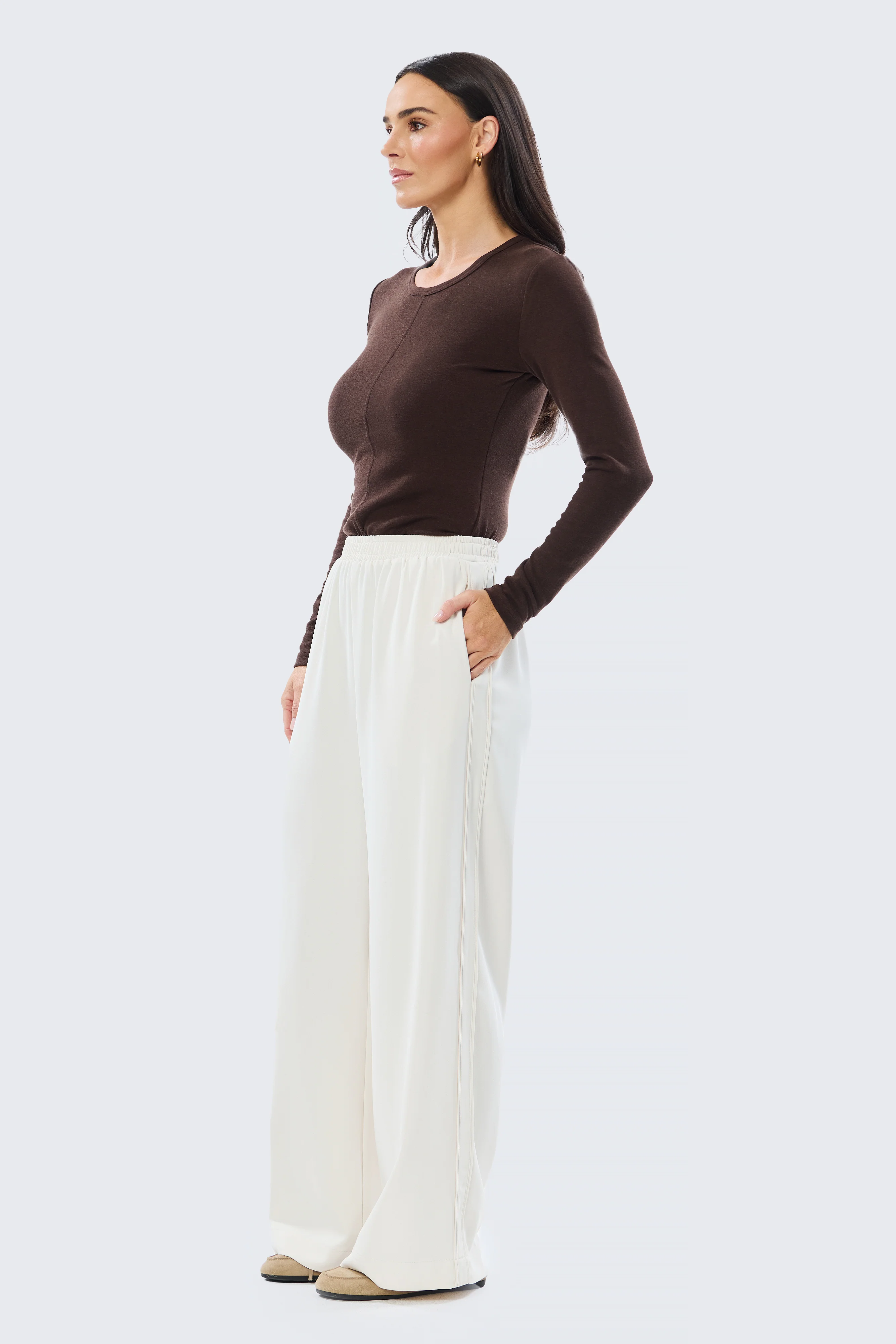 Long Sleeve Jersey Top - Dark Chocolate - Image 3