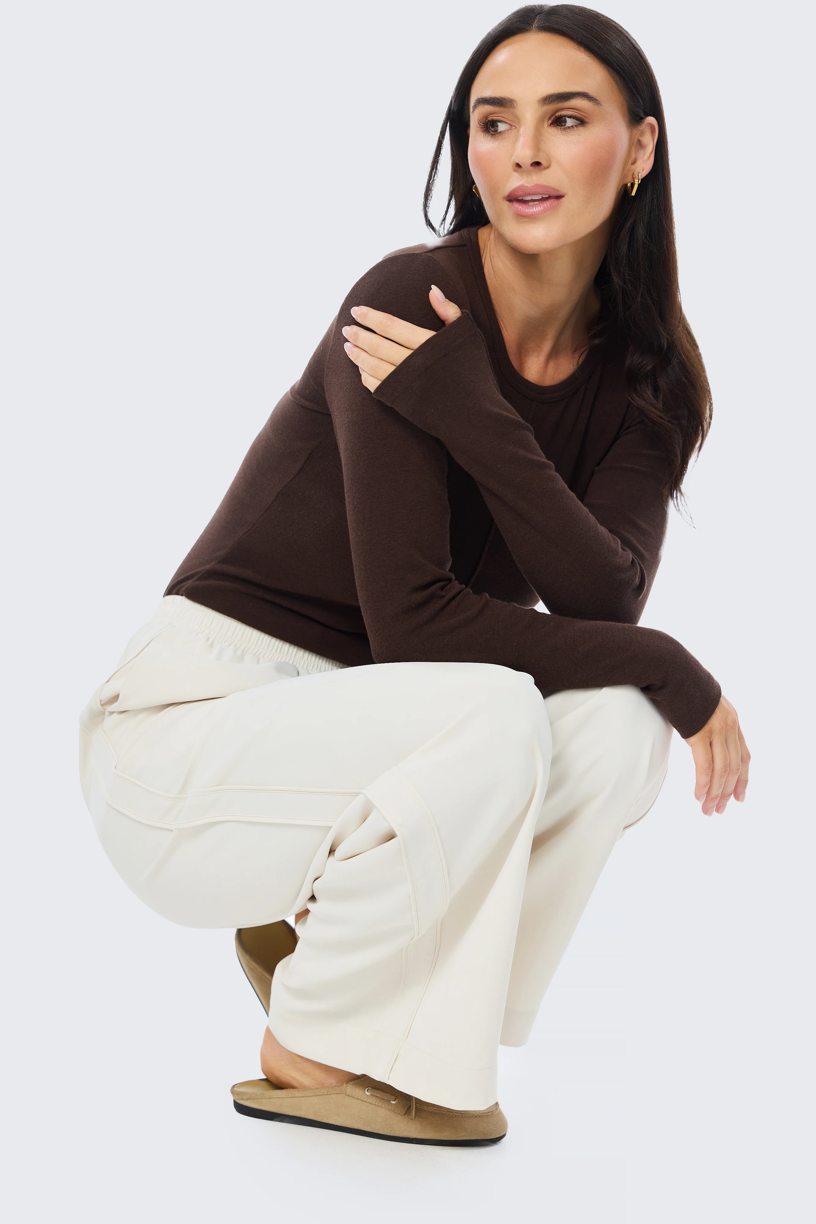 Long Sleeve Jersey Top - Dark Chocolate - Image 5