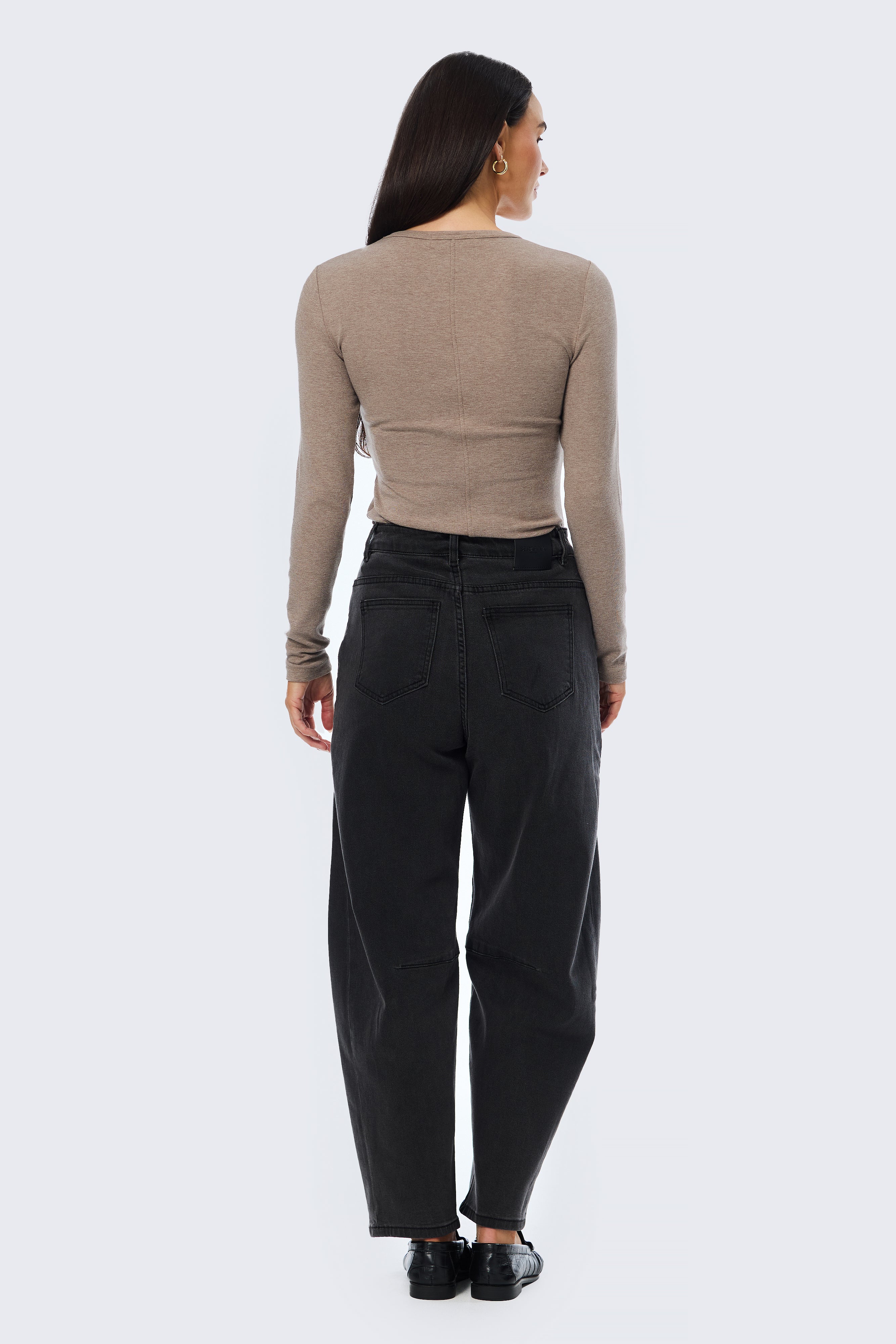 Long Sleeve Jersey Top - Taupe Marl - Image 4