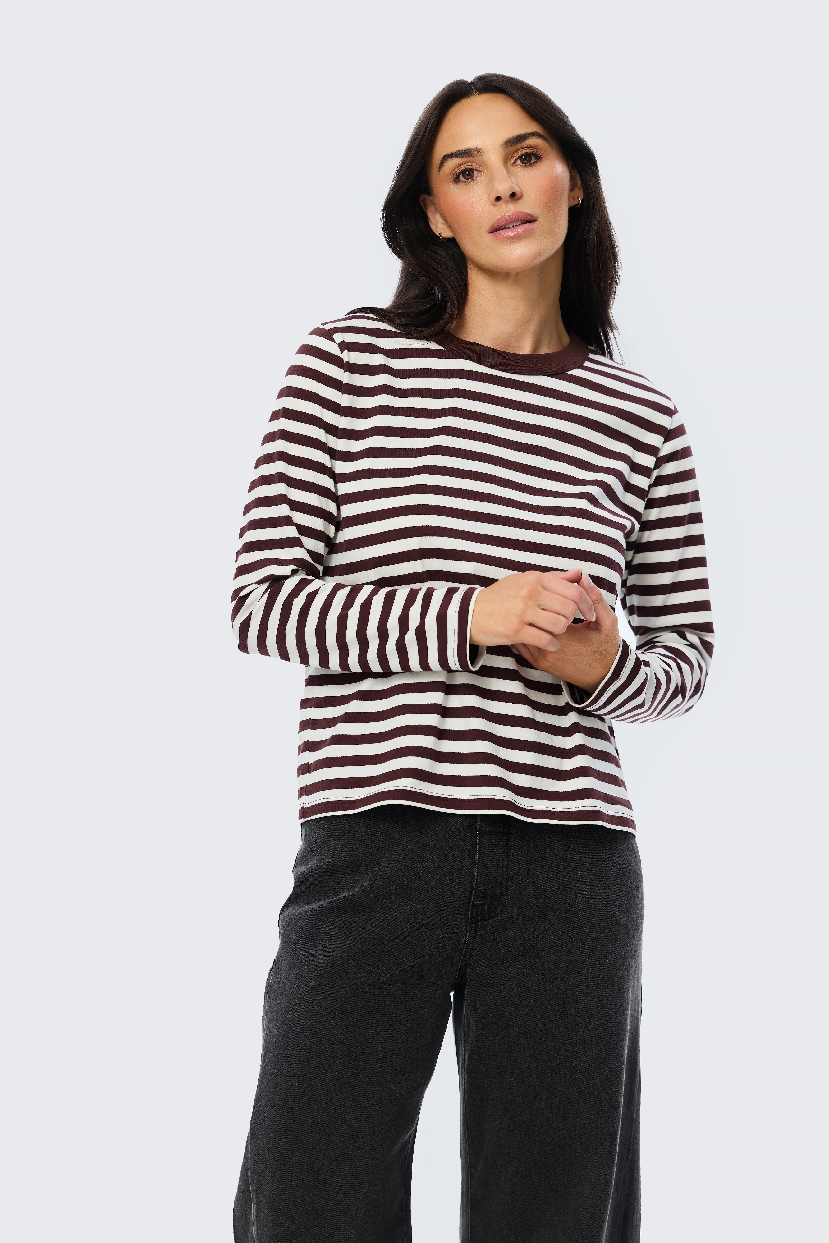 Long Sleeve T-Shirt - Cappuccino Stripe
