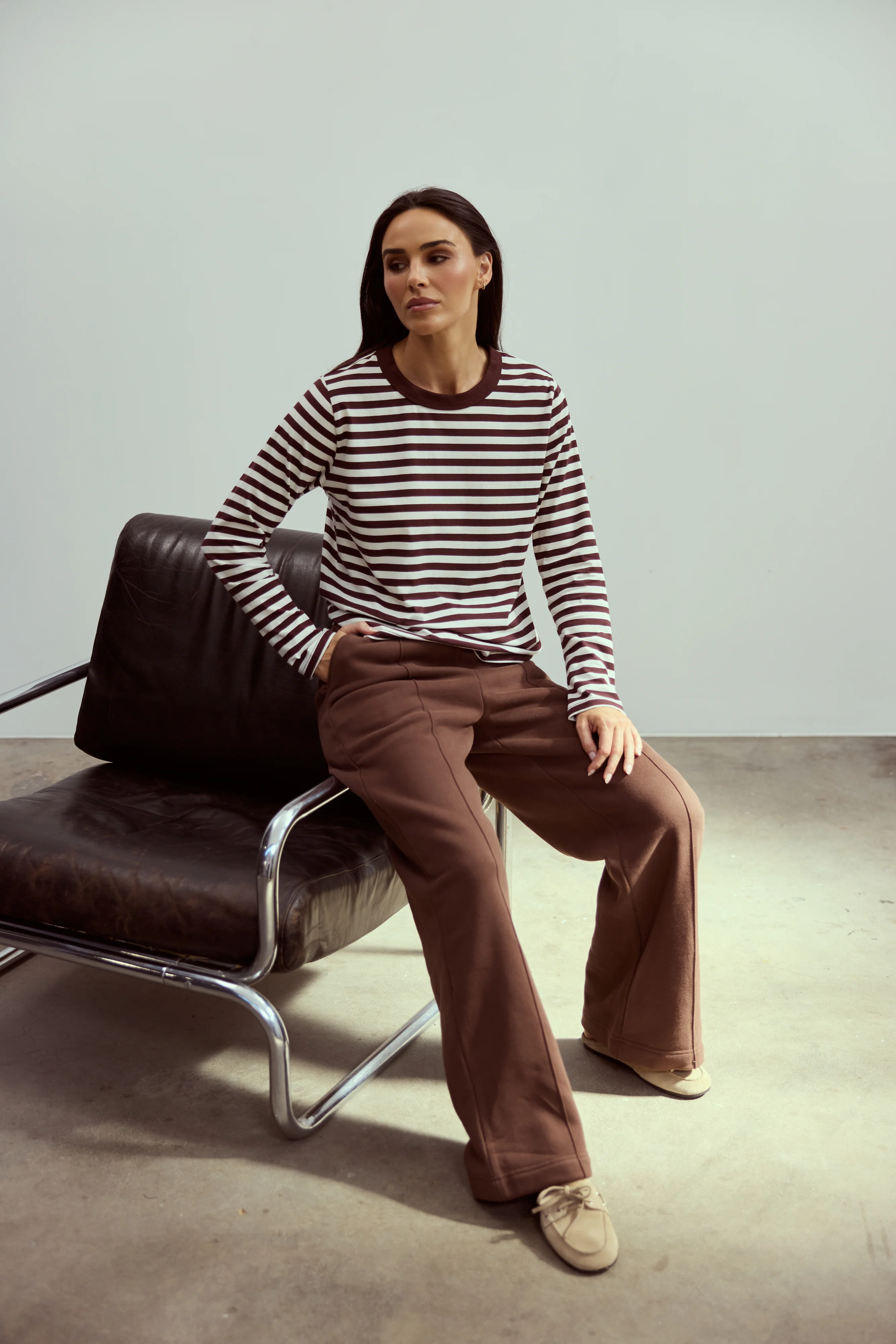Long Sleeve T-Shirt - Cappuccino Stripe - Image 2