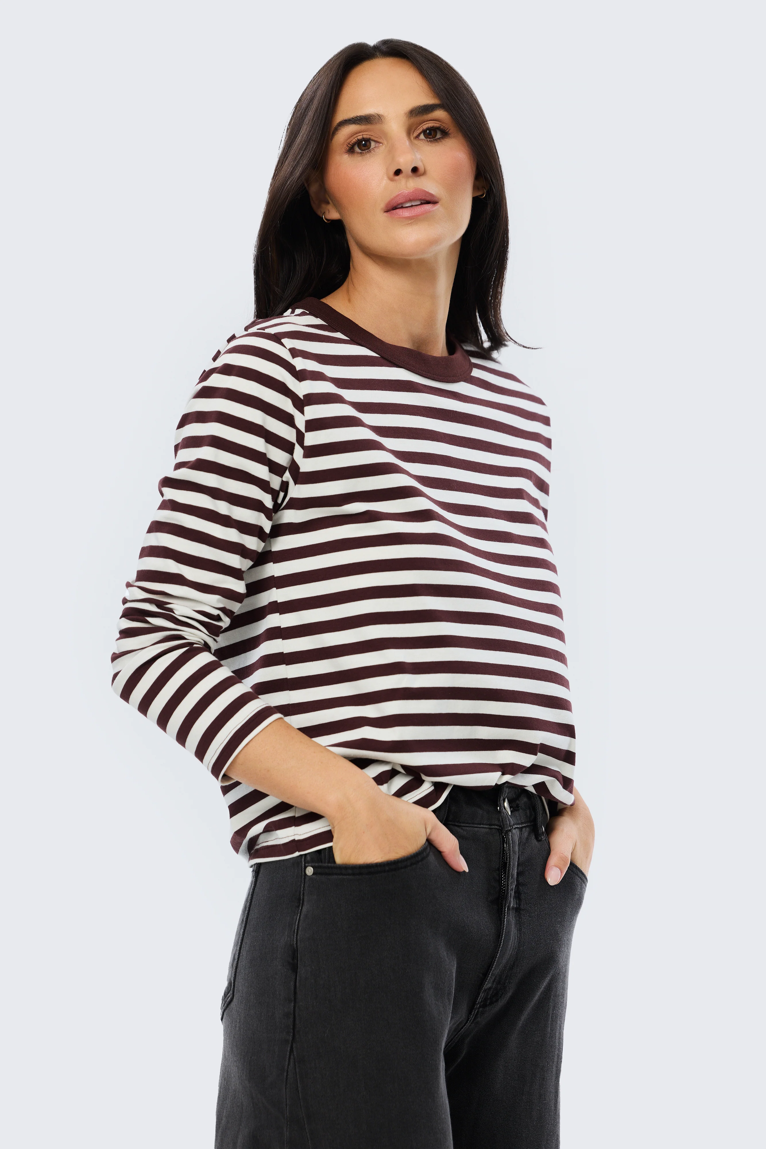 Long Sleeve T-Shirt - Cappuccino Stripe - Image 4