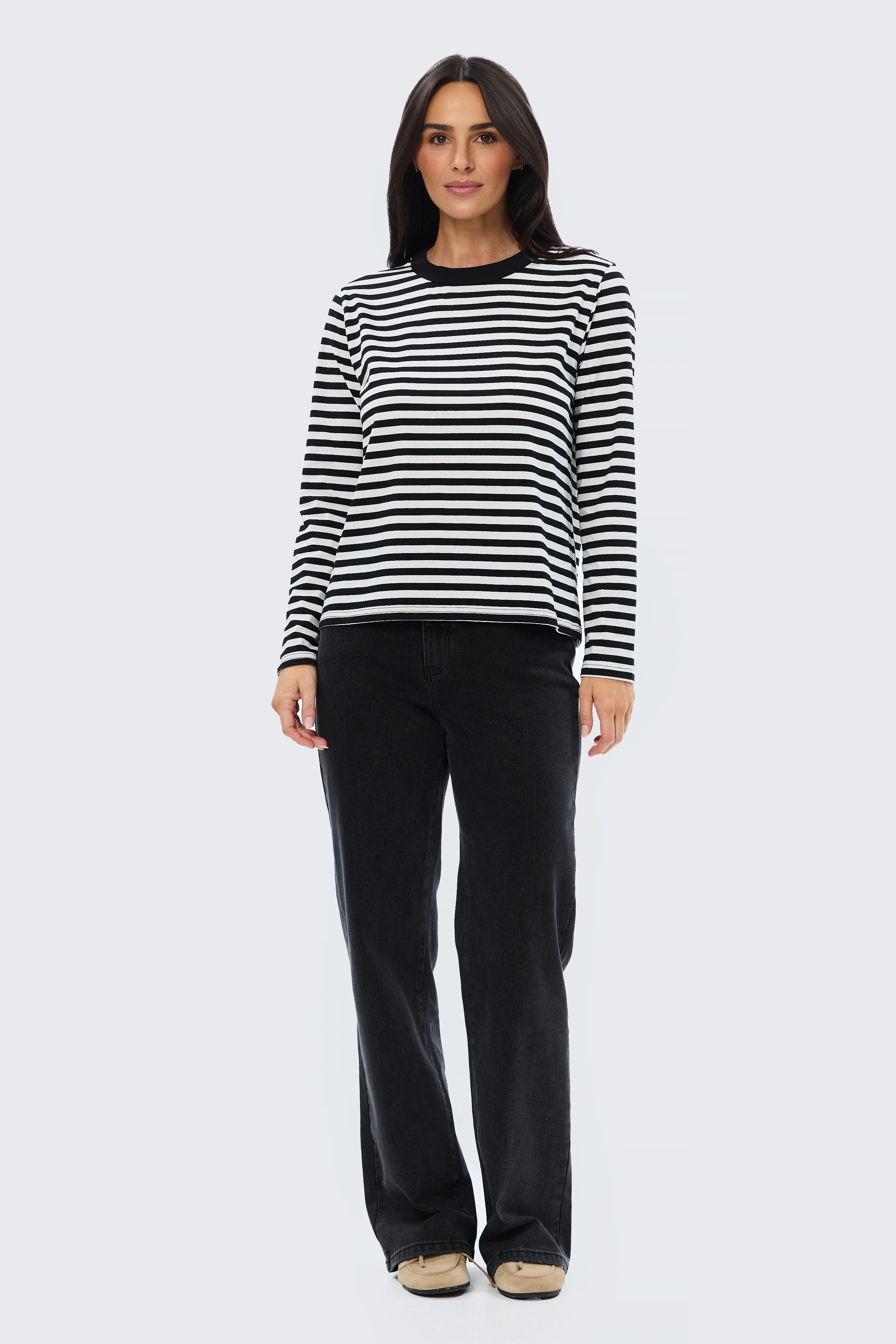 Long Sleeve T-Shirt - White & Black Stripe - Image 5
