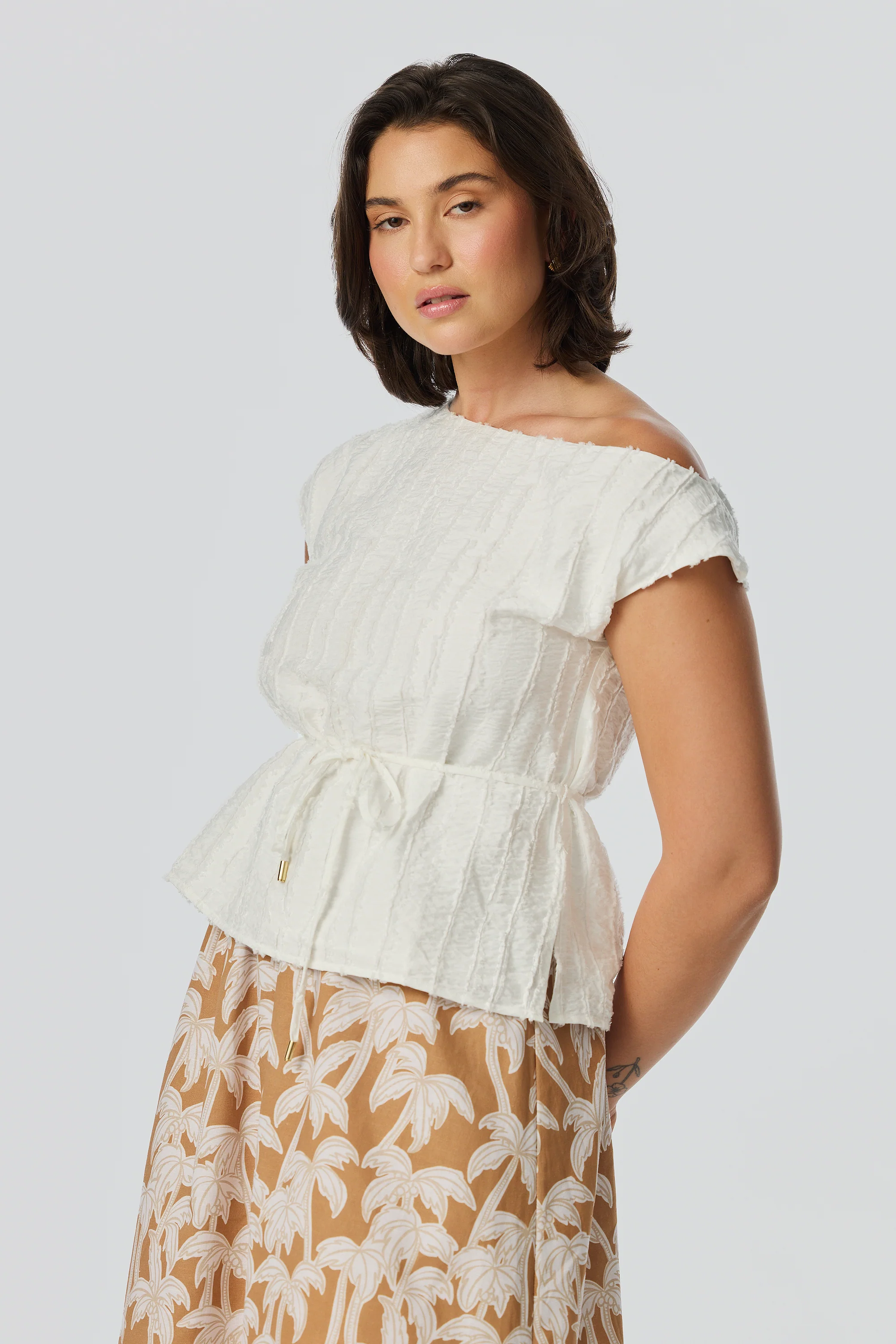 Off Shoulder Top - White - Image 5