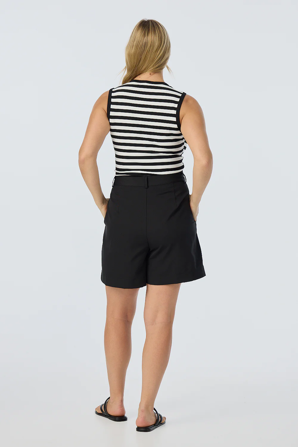 Pleat Front Shorts - Black - Image 4