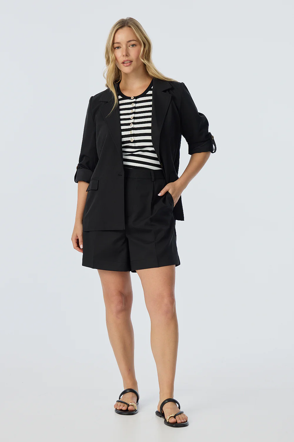 Pleat Front Shorts - Black - Image 5